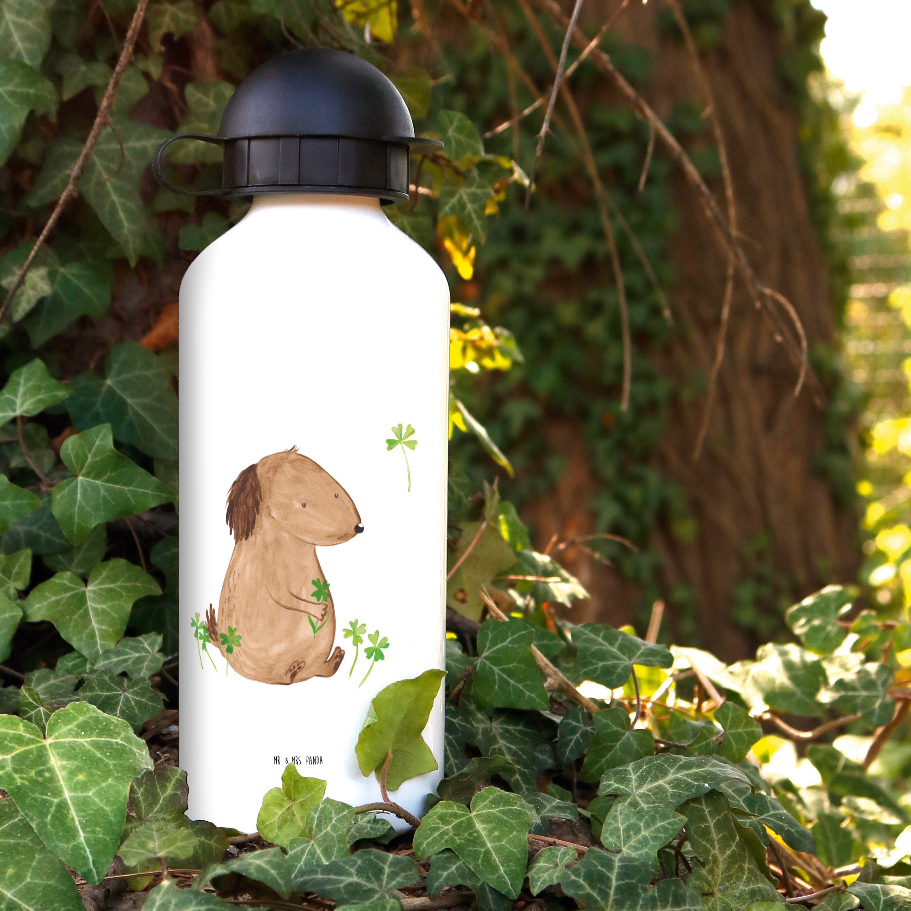 Mr. & Mrs. Panda Trinkflasche Hund flauschig, Kleeblatt Kinder - Geschenk, Kin Weiß - Trinkflasche