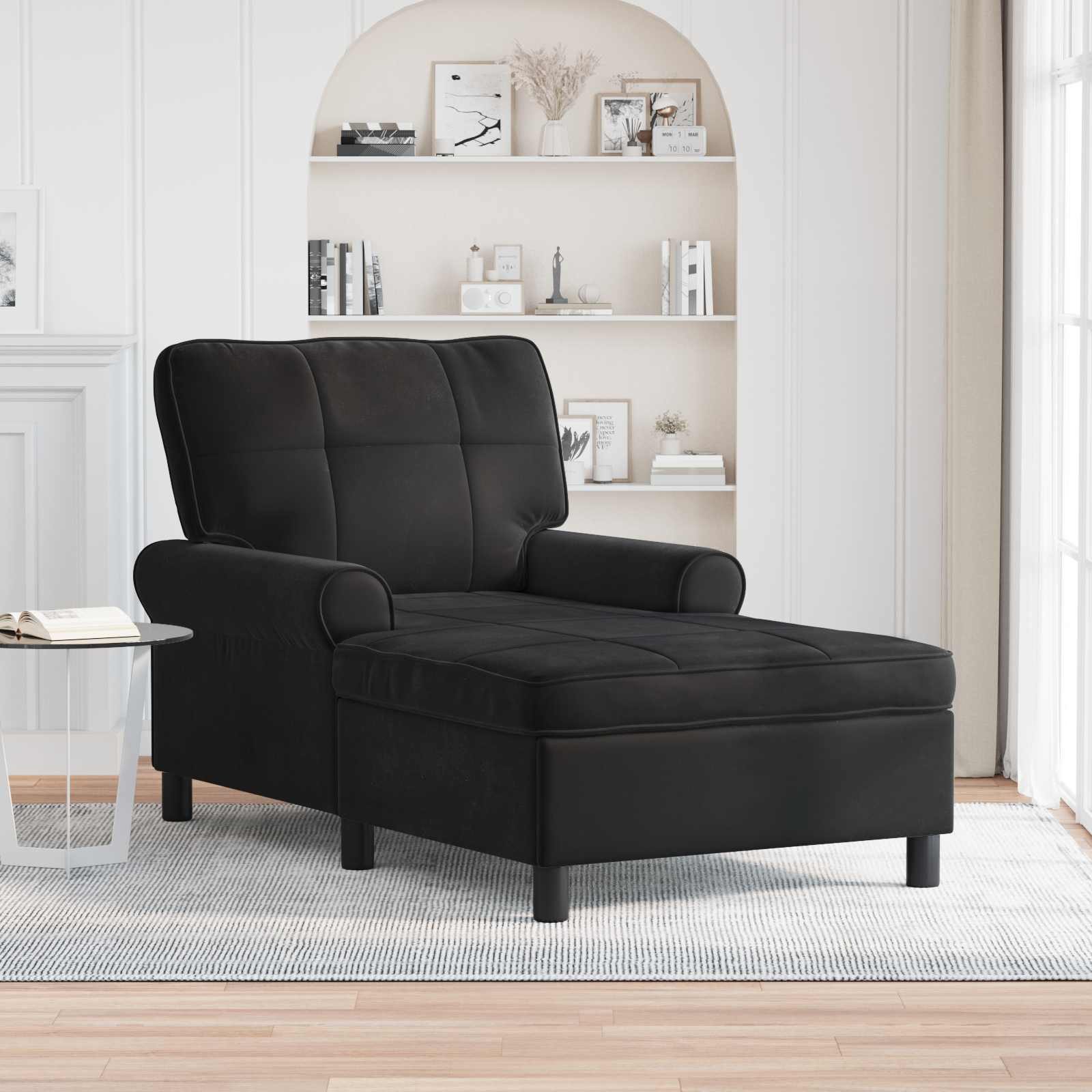vidaXL Chaiselongue Lounge-Liege Schwarz Samt 91 x 157 x 91 cm, 1 Teile