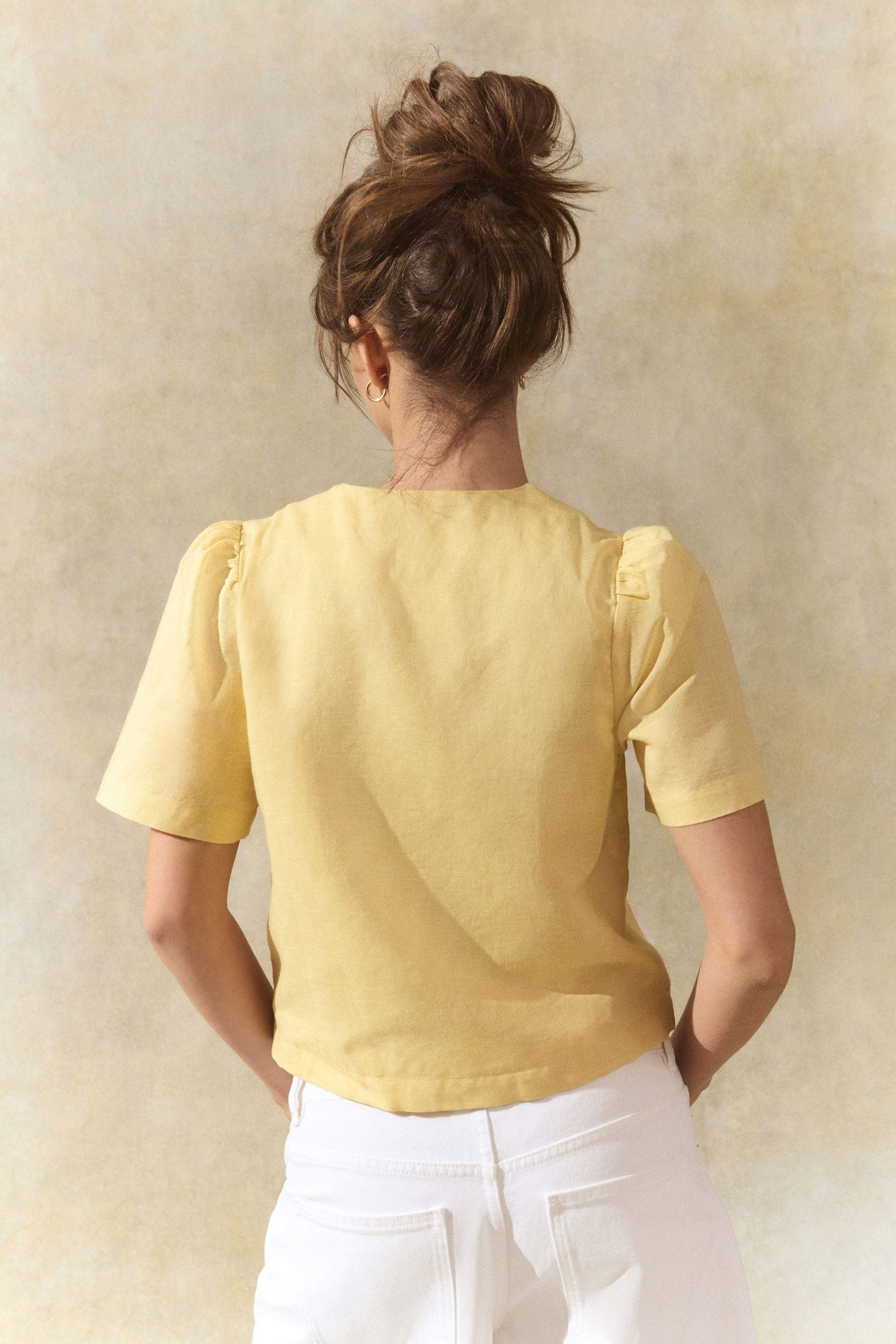 Next Kurzarmbluse Kurzärmelige Button-down-Bluse mit Bogenkanten günstig online kaufen