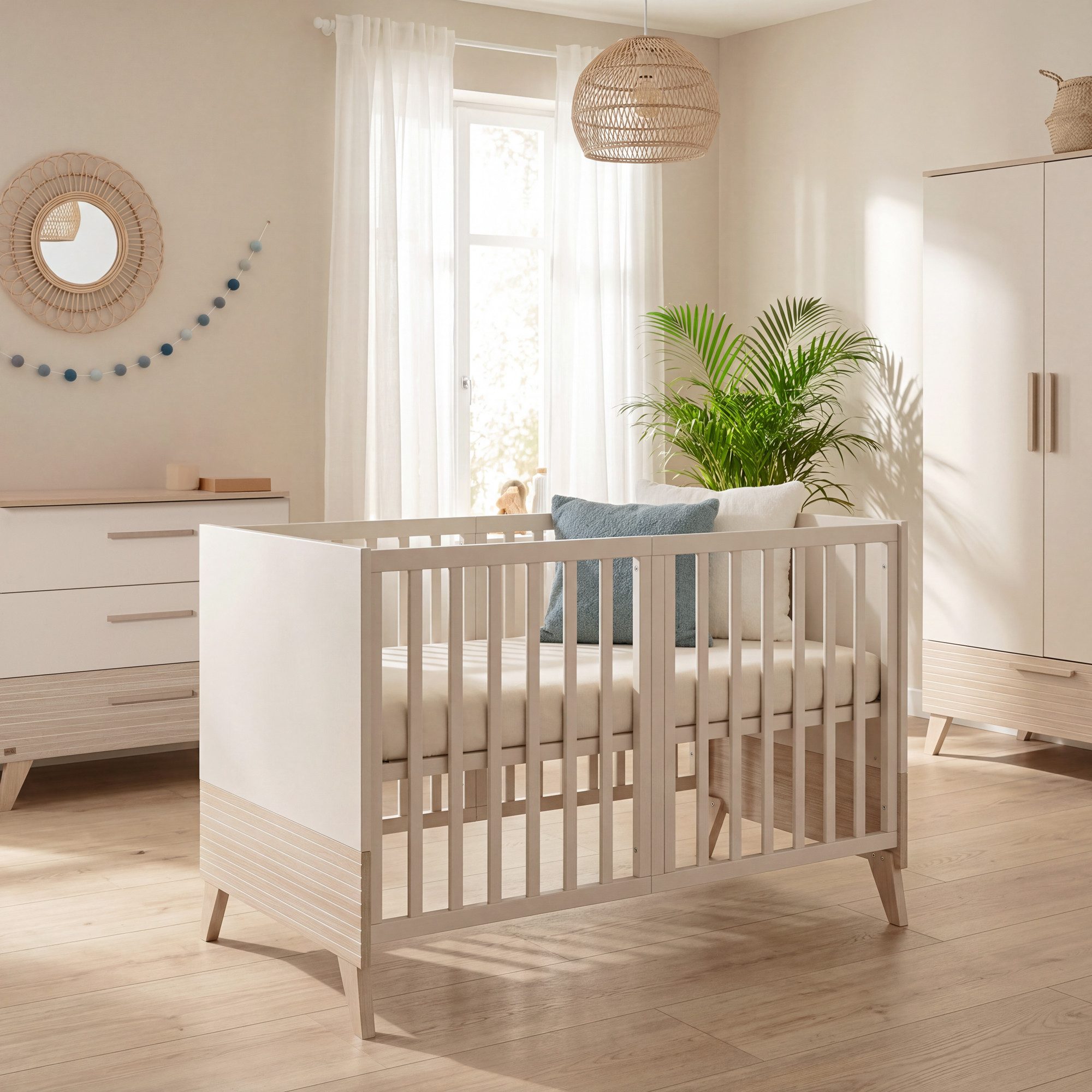 roba® Babybett 70 x 140 cm - verschiedene moderne Designs - aus Holz - mitwachsend, praktisches Gitterbett - Baby Bett ab Geburt - höhenverstellbar – Bild 2 von 5