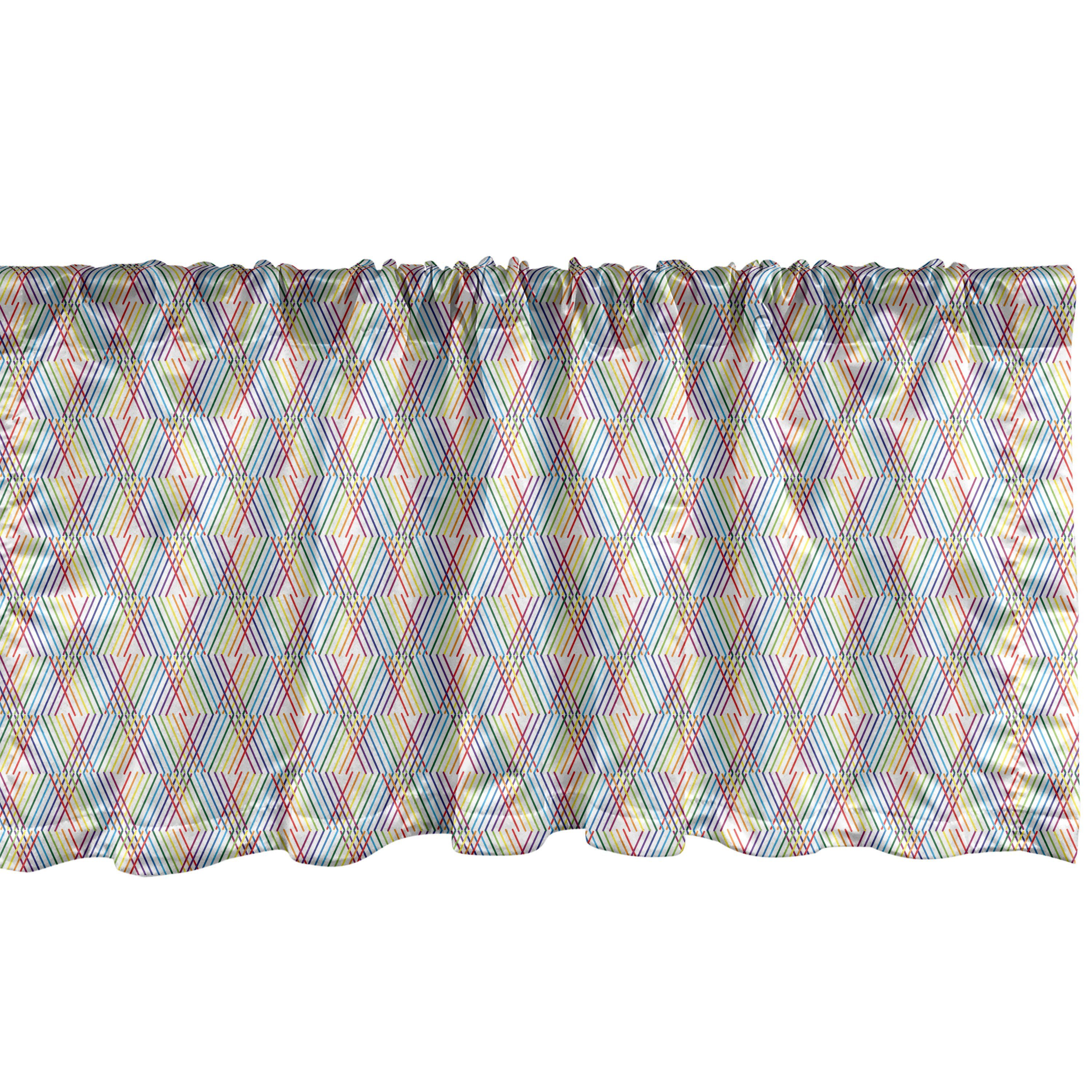 Scheibengardine Vorhang Volant für Küche Schlafzimmer Dekor mit Stangentasche, Abakuhaus, Microfaser, Abstrakt Diagonal Bunte Streifen