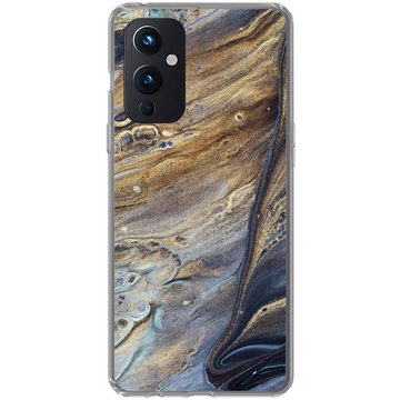 MuchoWow Handyhülle Marmor - Gold - Aquarell - Textur - Marmoroptik, Phone Case, Handyhülle OnePlus 9, Silikon, Schutzhülle
