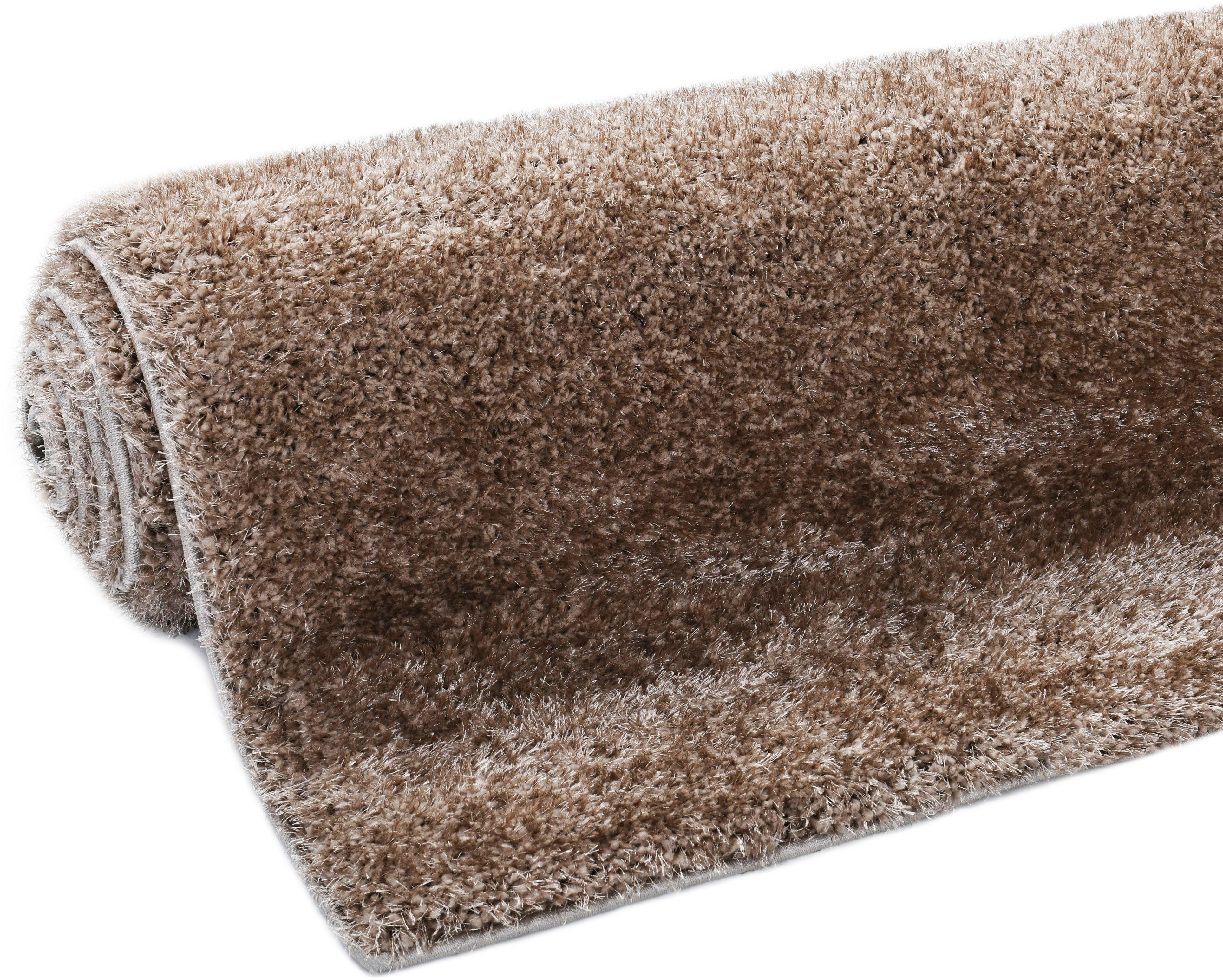 Hochflor-Teppich Malin, Home affaire, rechteckig, Höhe: Shaggy weich sand 43 in mm, glänzend, besonders Uni-Farben, einfarbig, leicht