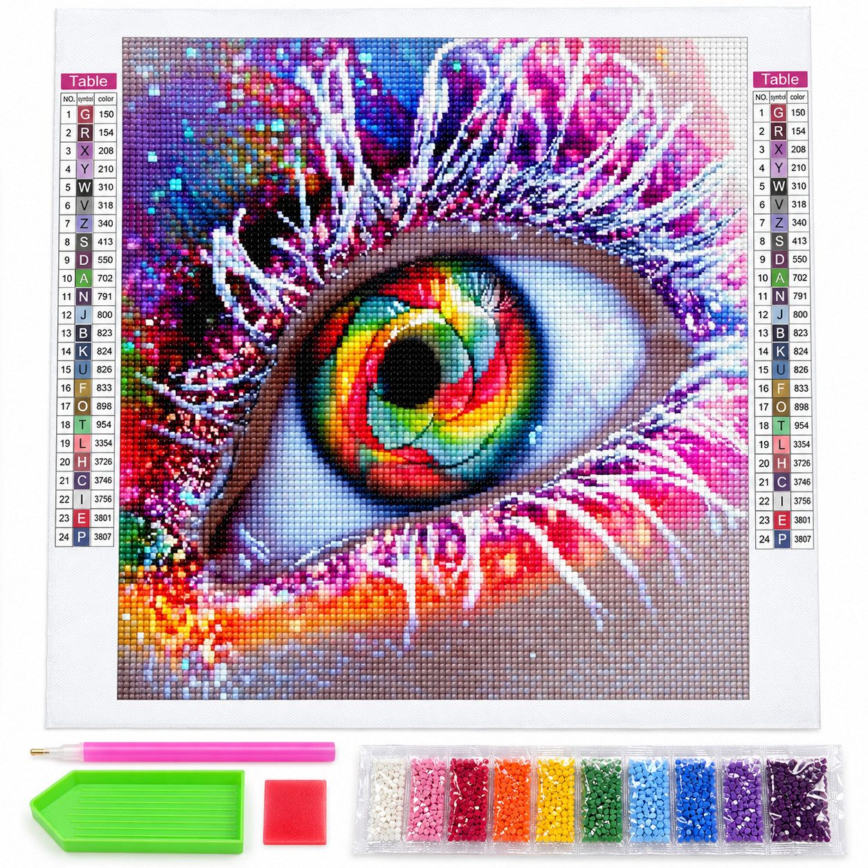GOLDEN Kreativset Diamond Painting Set Regenbogenauge, Leinwand 30 × 30 cm