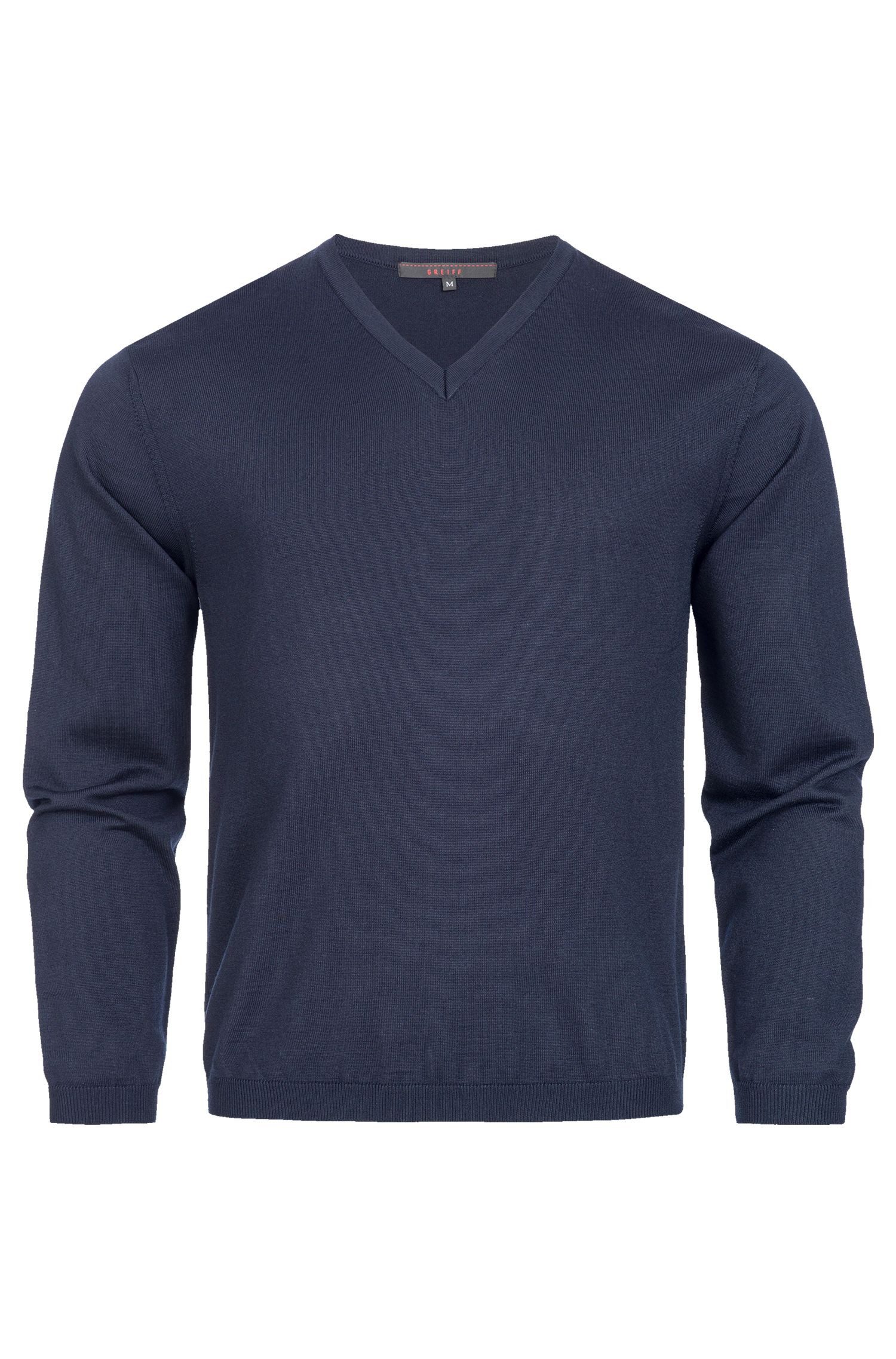 Strickpullover Greiff STRICK Herren Pullover Langarm V-Neck Regular Dunkelblau