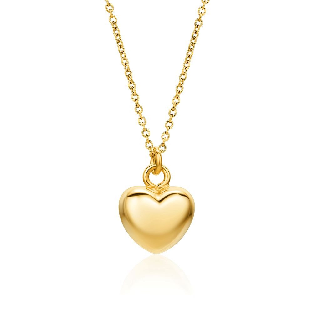 Miore Herzkette SIL005N - Halskette mit Herzanhänger 925 Silber vergoldet 18 Kt., vergoldete Silberkette mit 45 cm Länge - Made in Italy
