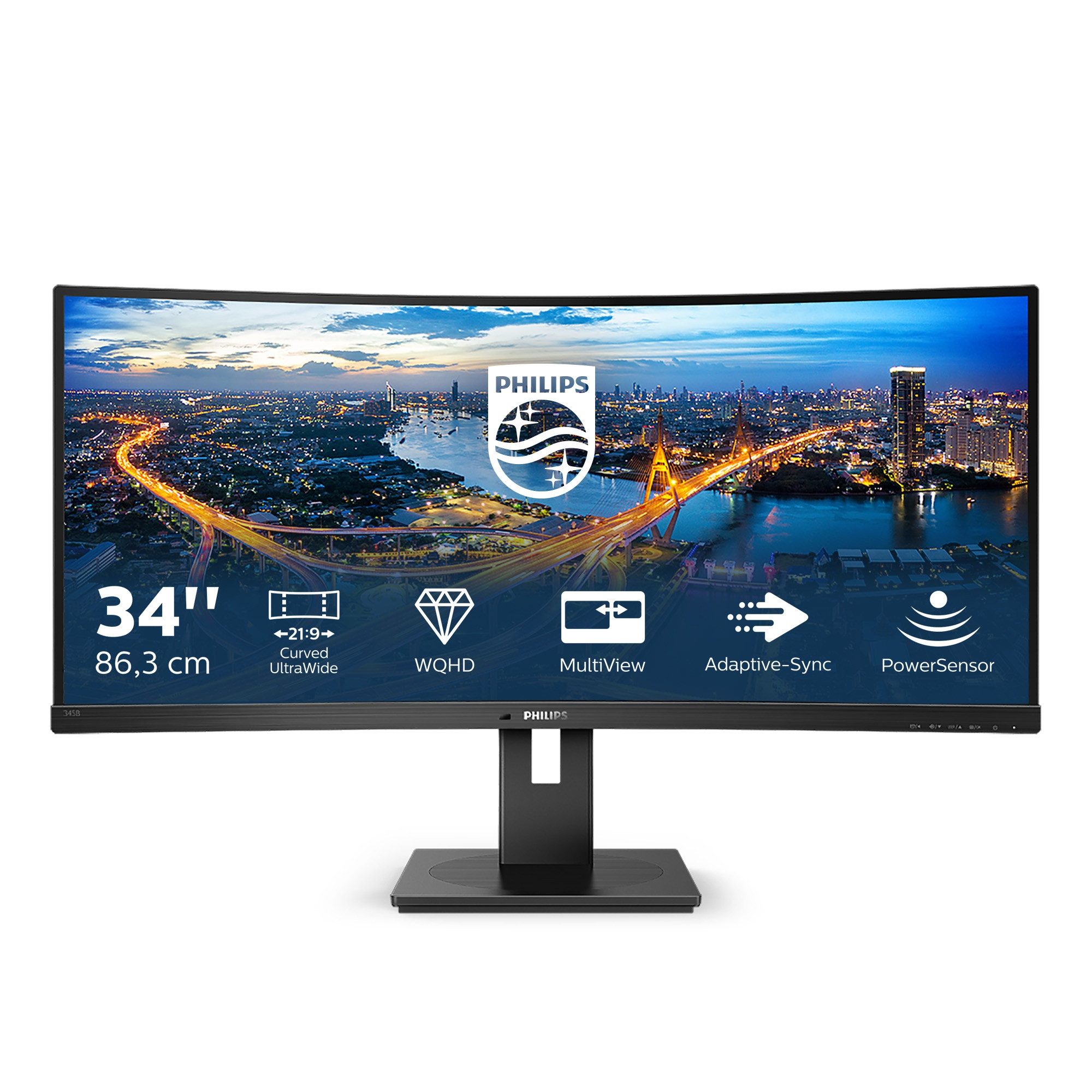 Philips 345B1C/00 TFT-Monitor (86,4 cm/34 ", 3440 x 1440 px, WQHD, 4 ms Reaktionszeit, 100 Hz, VA LCD)