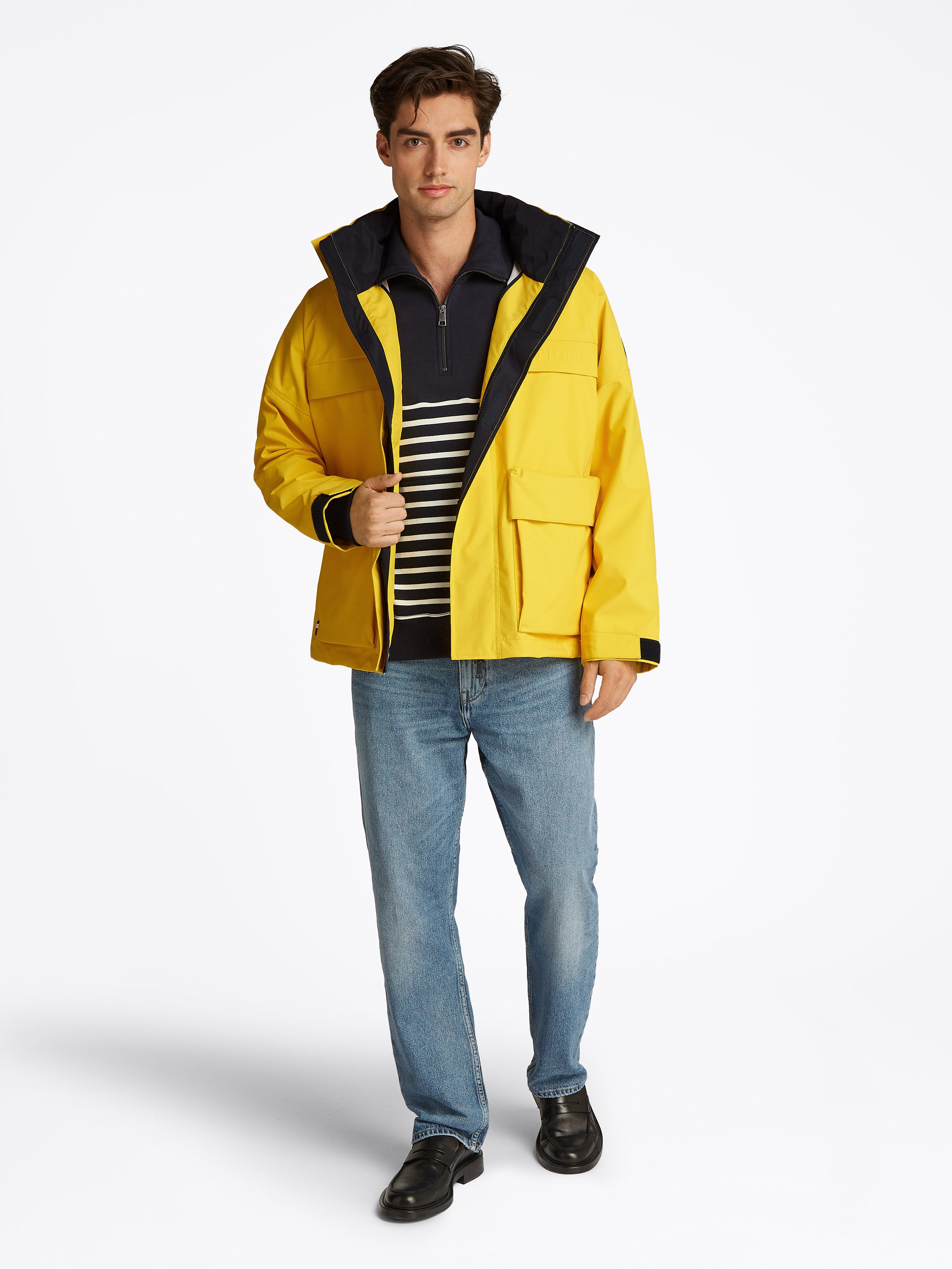 Tommy Hilfiger Outdoorjacke REGATTA MID LENGTH JACKET verstaubare Kapuze mit Reißverschlussfach