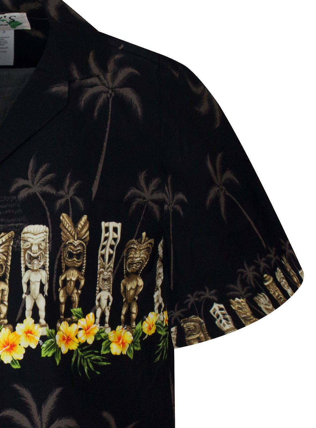 KY's Hawaiihemd "Totem" Herren Kurzarm Baumwolle Kokosknöpfe Original Hawaii