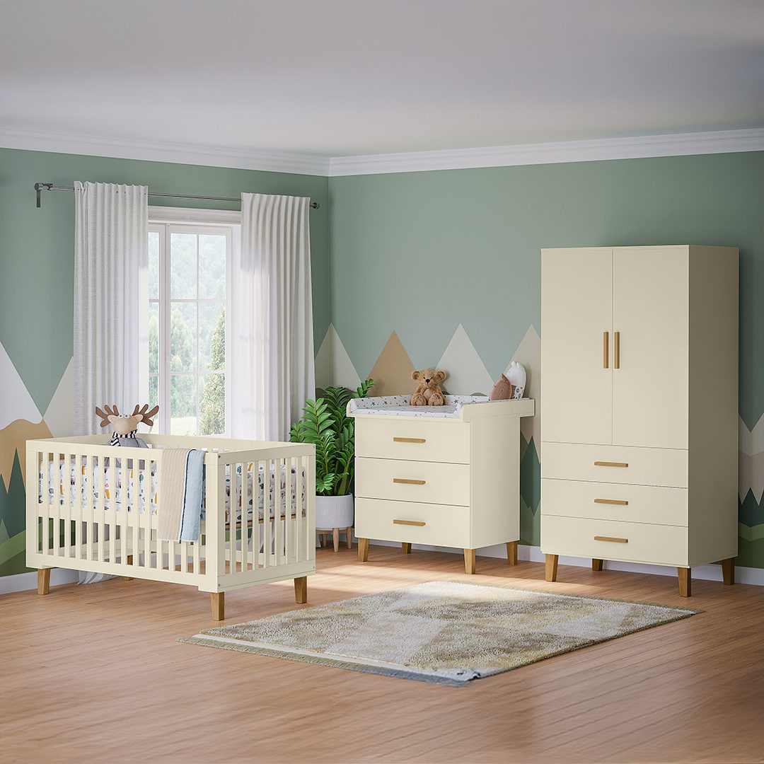 Bellabino Babymöbel-Set Liri, (Beige/Natur, 3-tlg., Kinderbett, Wickelkommo günstig online kaufen