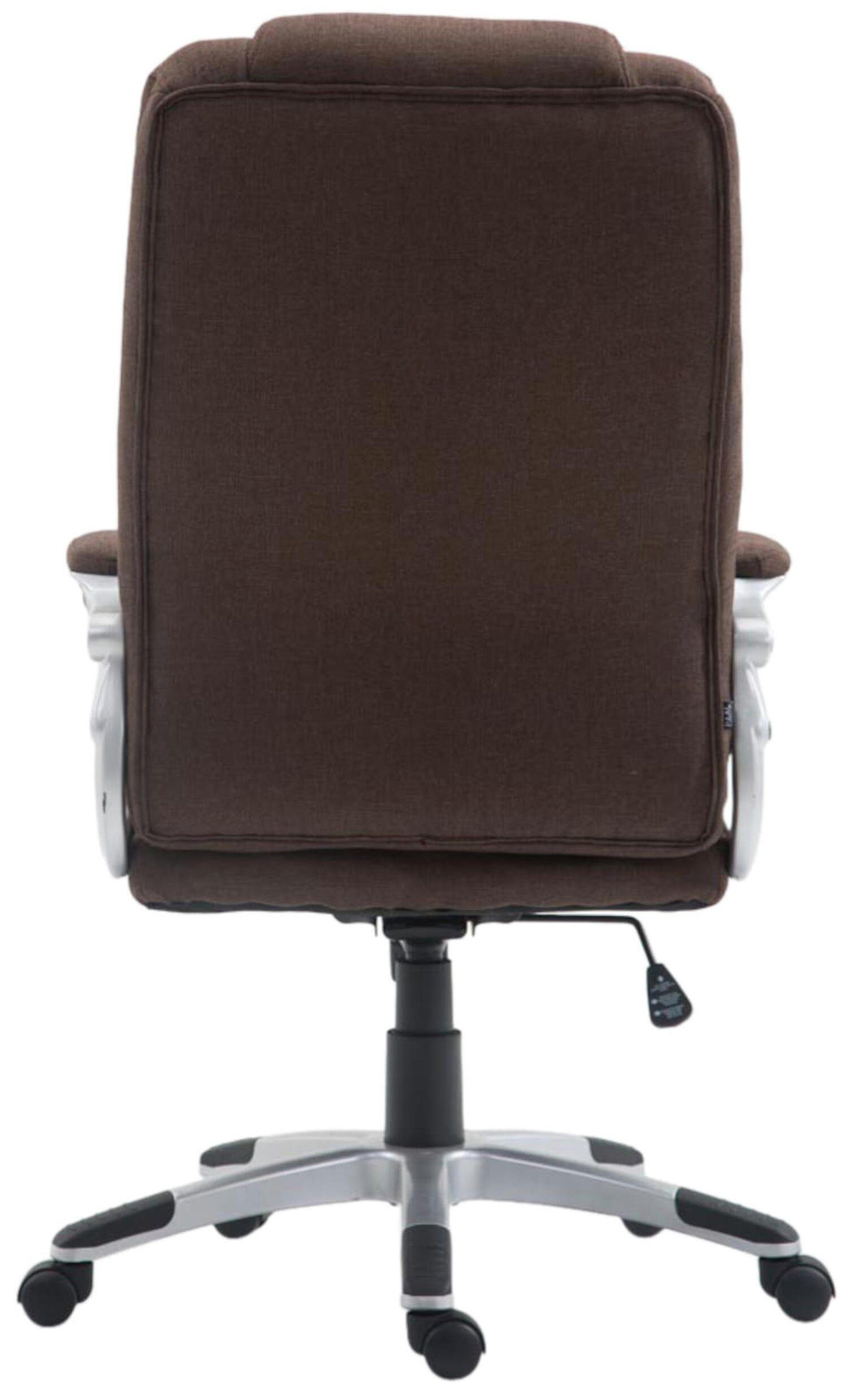2 Drehstuhl, 360° silber Bürostuhl Chefsessel, Stoff braun - Sitz: Bürostuhl - Gestell: TPFLiving mit höhenverstellbar Texum und bequemer XXL), Kunststoff (Schreibtischstuhl, drehbar Rückenlehne