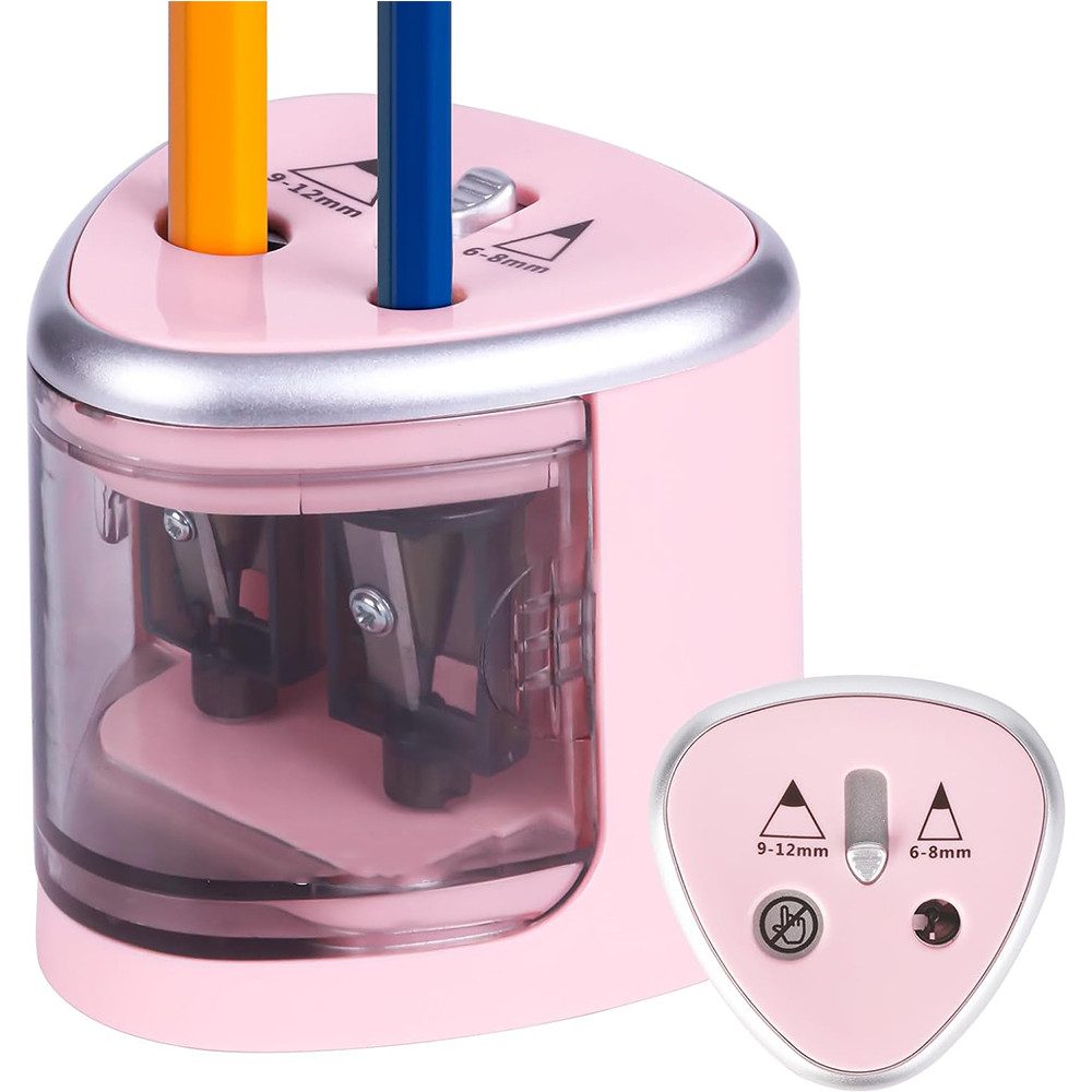 AFKSMILE Anspitzer Elektrischer Bleistiftspitzer, Doppelloch-Batteriespitzer, Anspitzer, Für 6-12mm No.2/Buntstifte, für Schule/Klassenzimmer/Büro/Haus