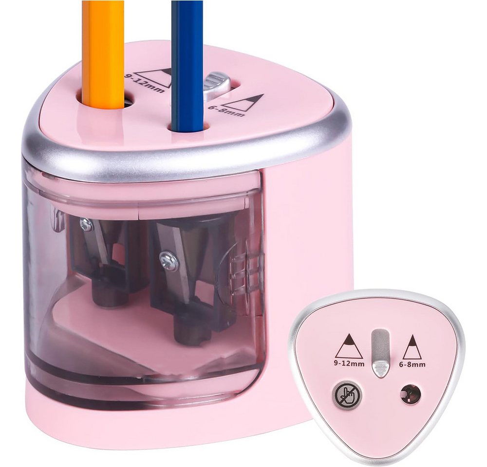 AFKSMILE Anspitzer Elektrischer Bleistiftspitzer, Doppelloch-Batteriespitzer, Anspitzer, Für 6-12mm No.2/Buntstifte, für Schule/Klassenzimmer/Büro/Haus