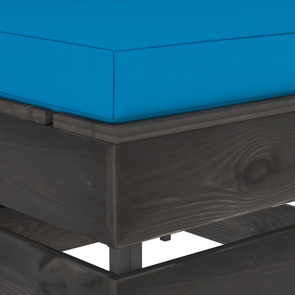 vidaXL Loungesofa mit Teile grau Hellblau Kissen Holz, Modulare mane Grau Imprägniertes 1 und