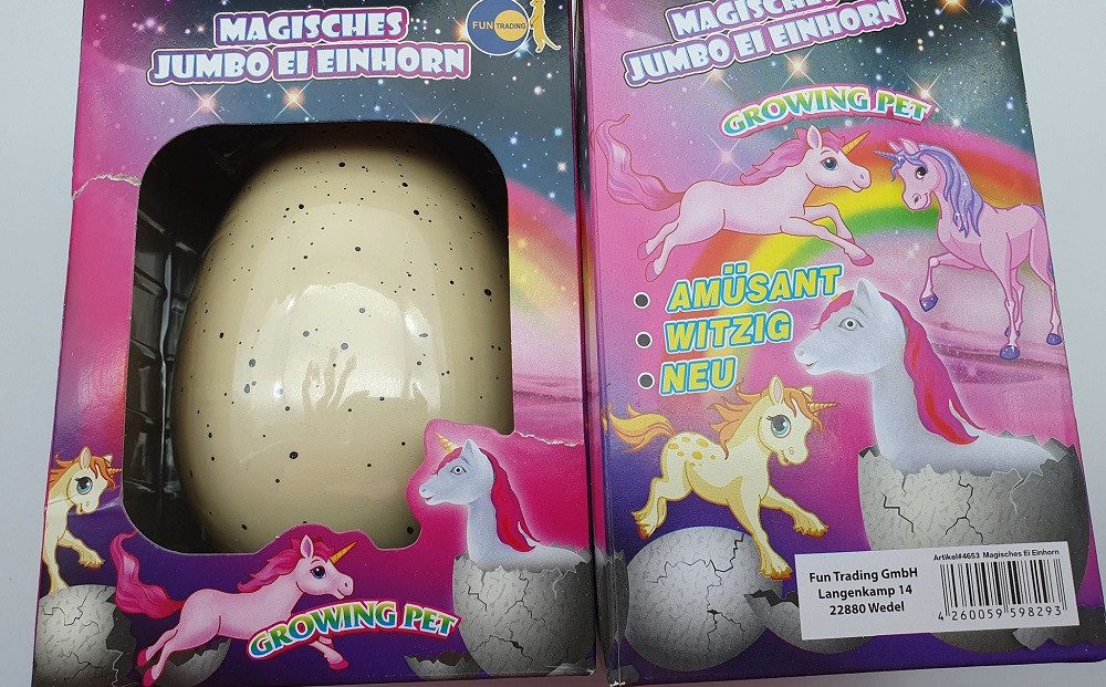 Fun Trading Osterei Ei, Spielfigur, Magische Jumbo Eier "Einhorn"/Flamingo /Pinguin (1 St), Dino - Versch. Ausführungen- ideal als Geschenk