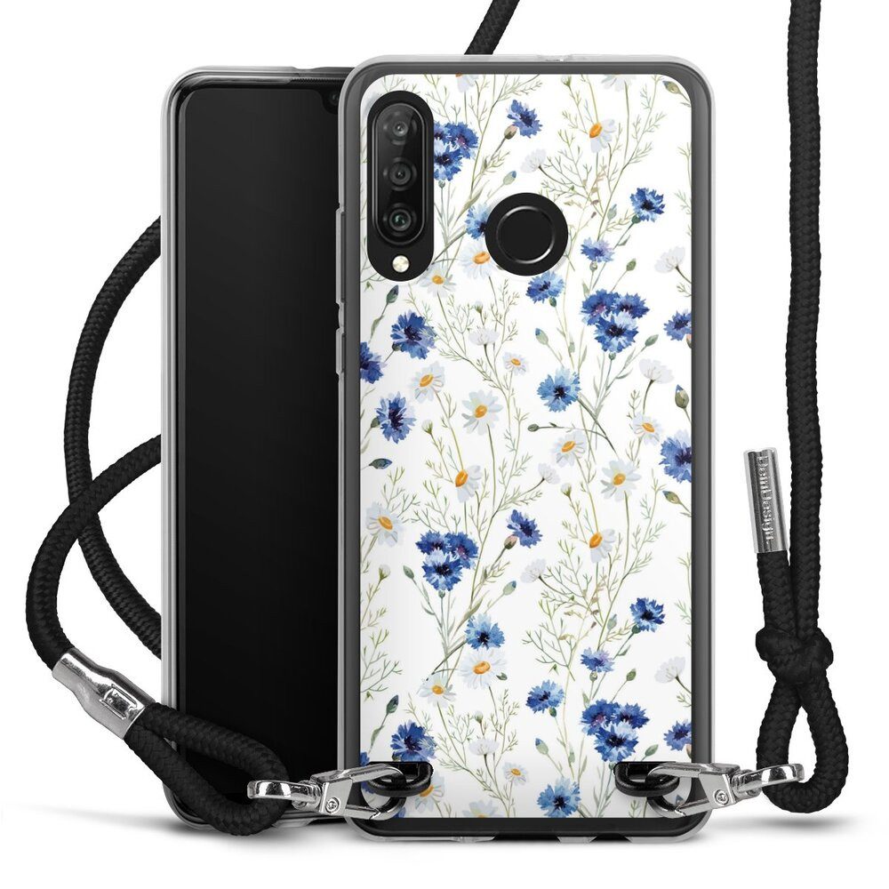 DeinDesign Handyhülle Muster Blume Blumen Flower Pattern 6, Huawei P30 Lite New Edition Handykette Hülle mit Band Cover mit Kette