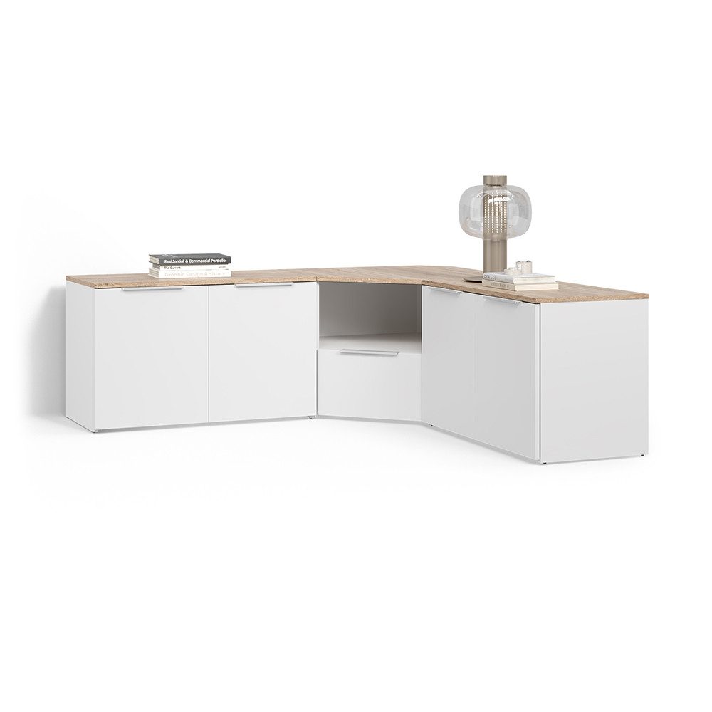 Livinity® Wohnwand Piave, Weiß/Sonoma, 3 Teile, (2-St)