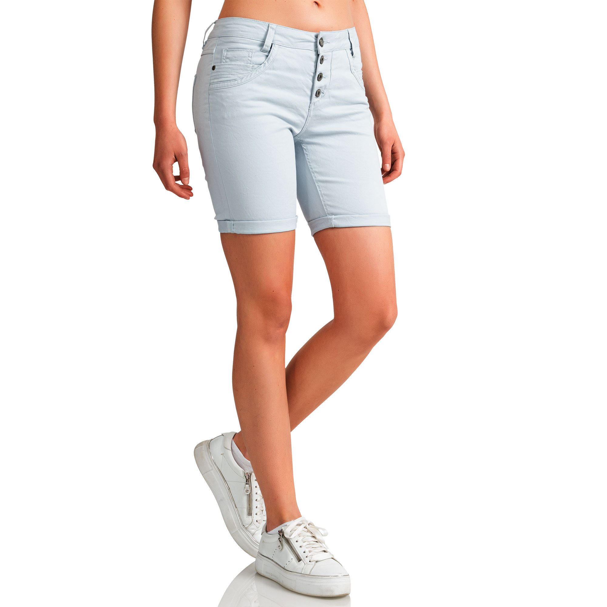 SUBLEVEL Shorts Damen Bermudas kurze Hose Baumwolle Jeans Sommer Chino Stoff