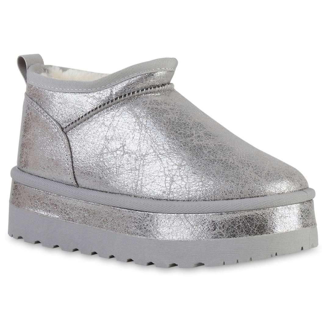 Silberne Snowboots für Damen kaufen » Silber Schneestiefel