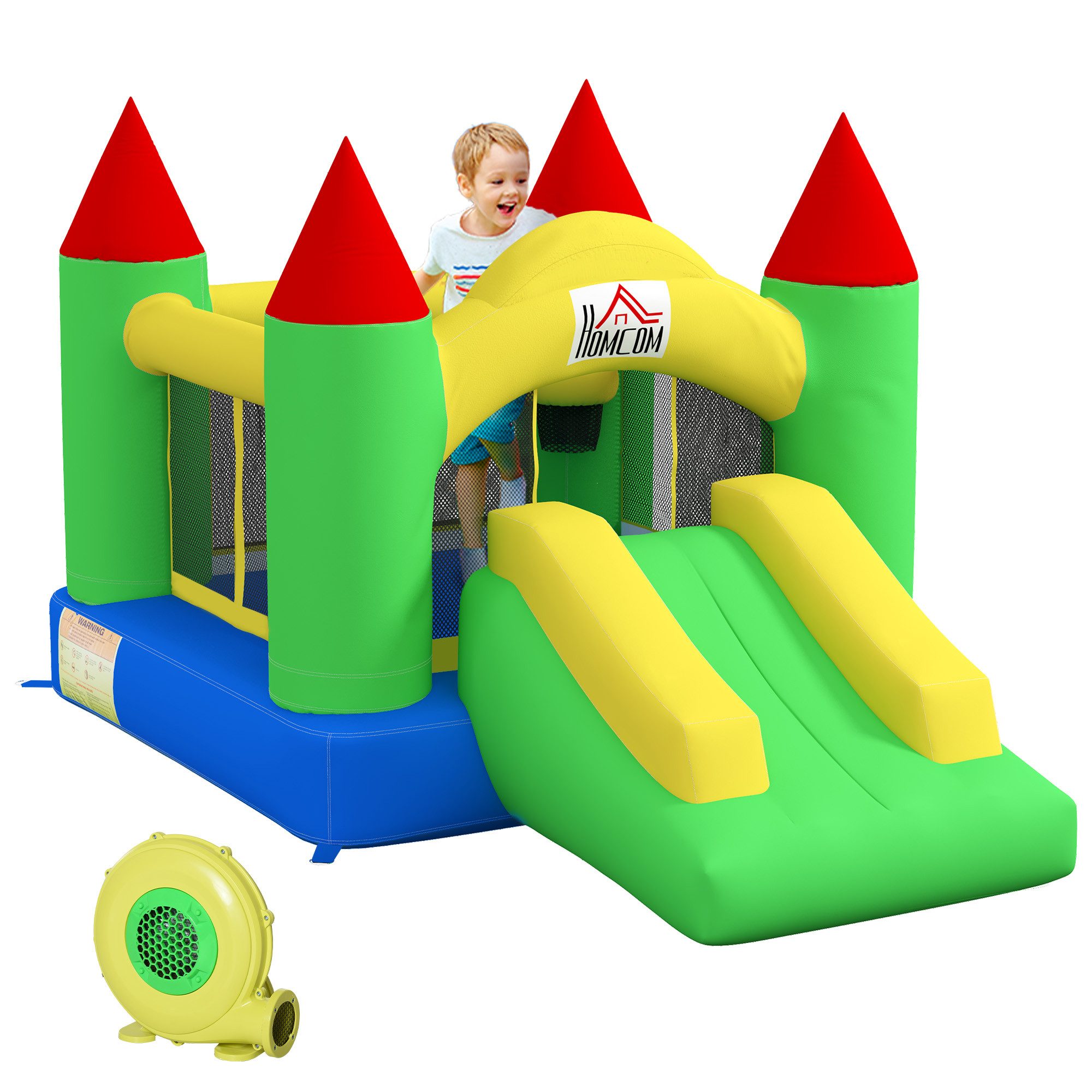 HOMCOM Hüpfburg mit Gebläse, Rutsche, Trampolin, (Kinderhüpfburg, 1-tlg., Spielburg), für Kinder 3 bis 10 Jahre, Oxford, 300 x 180 x 160 cm
