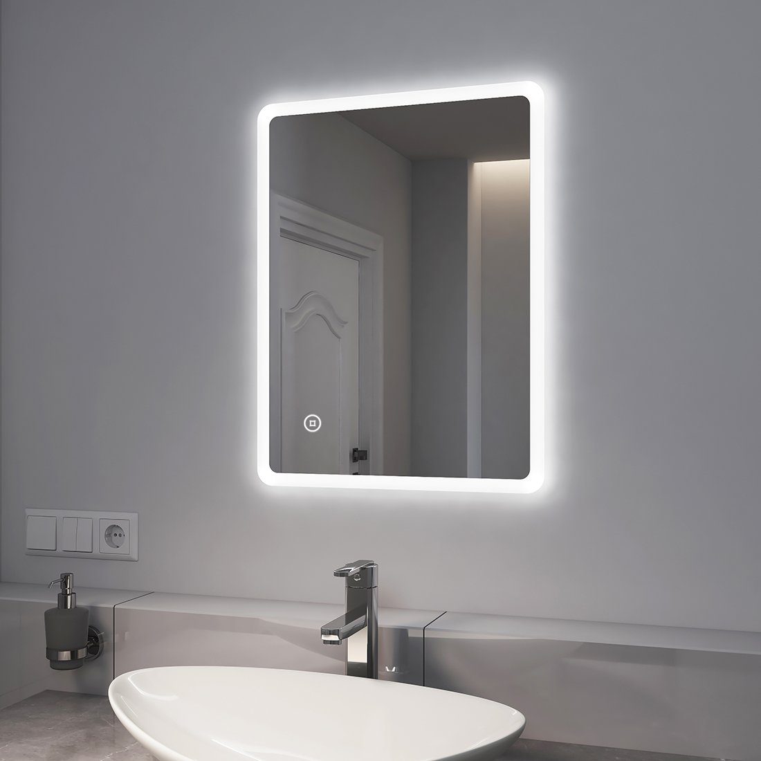 IMPTS Badspiegel LED Beleuchtung Badzimmerspiegel Wandspiegel Lichtspiegel Touch 