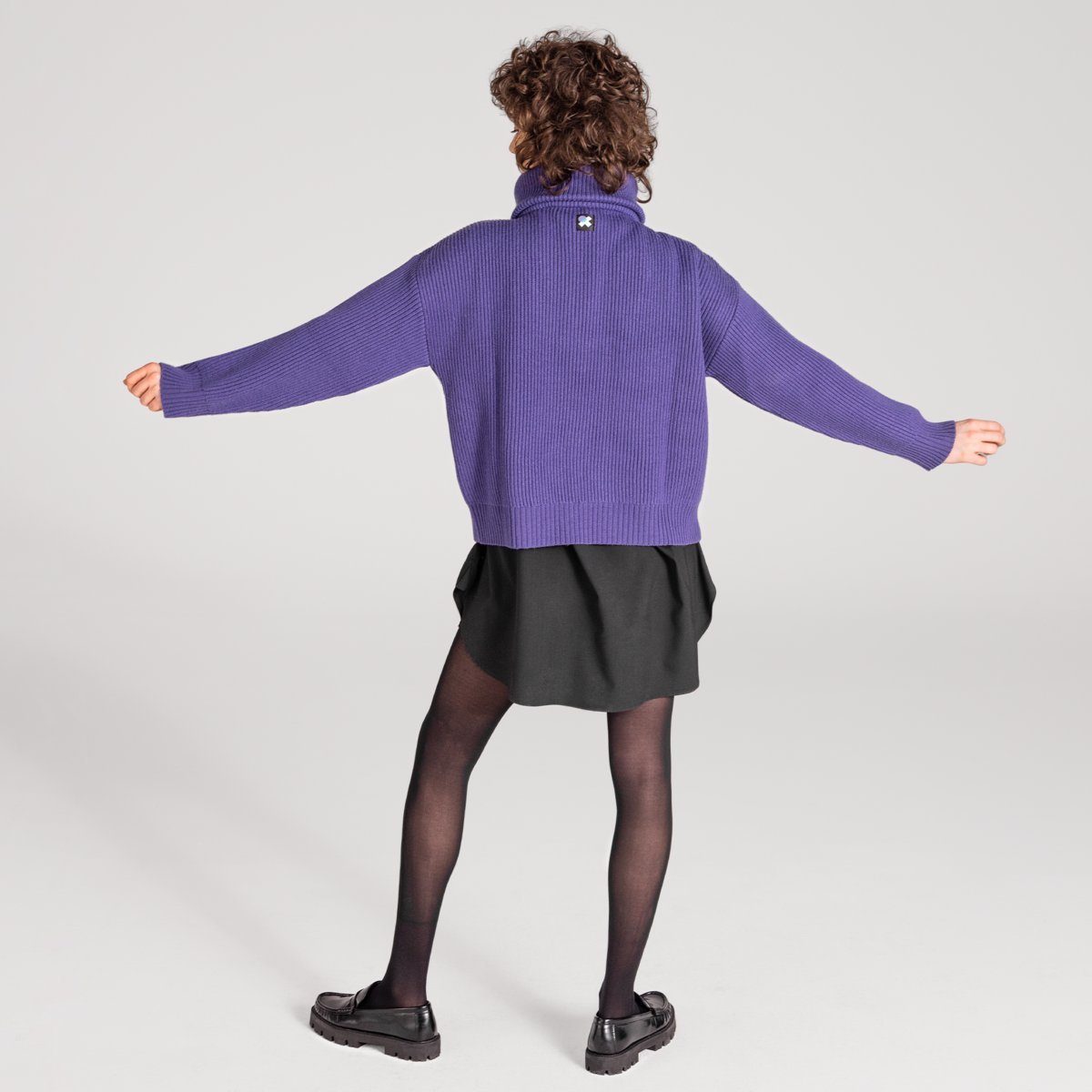ARKENA Hoher, Stehkragen kuscheliger mit trueStory Strickpullover Purple Reißverschluss