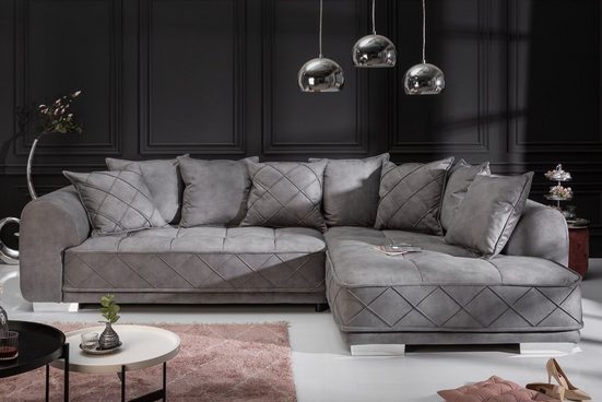 RIESS AMBIENTE Ecksofa DECADENCIA 320cm silbergrau - Einrichtungsbeispiel