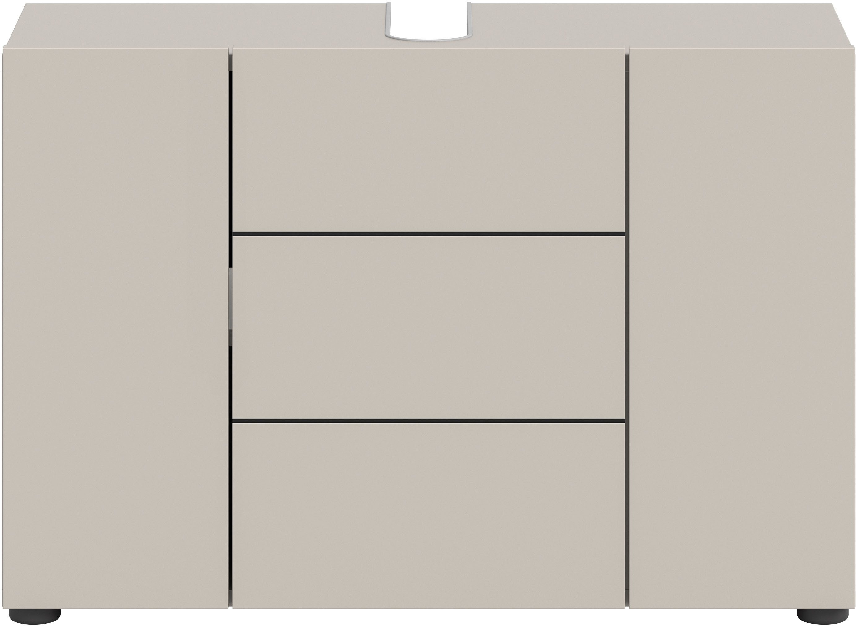 welltime Waschbeckenunterschrank BIEL, Breite: 82 cm, 3 Türen, 4 Fächer, Siphonausschnitt (1-St) Waschbeckenunterschrank, Unterschrank, WBU, Badezimmer, Bad