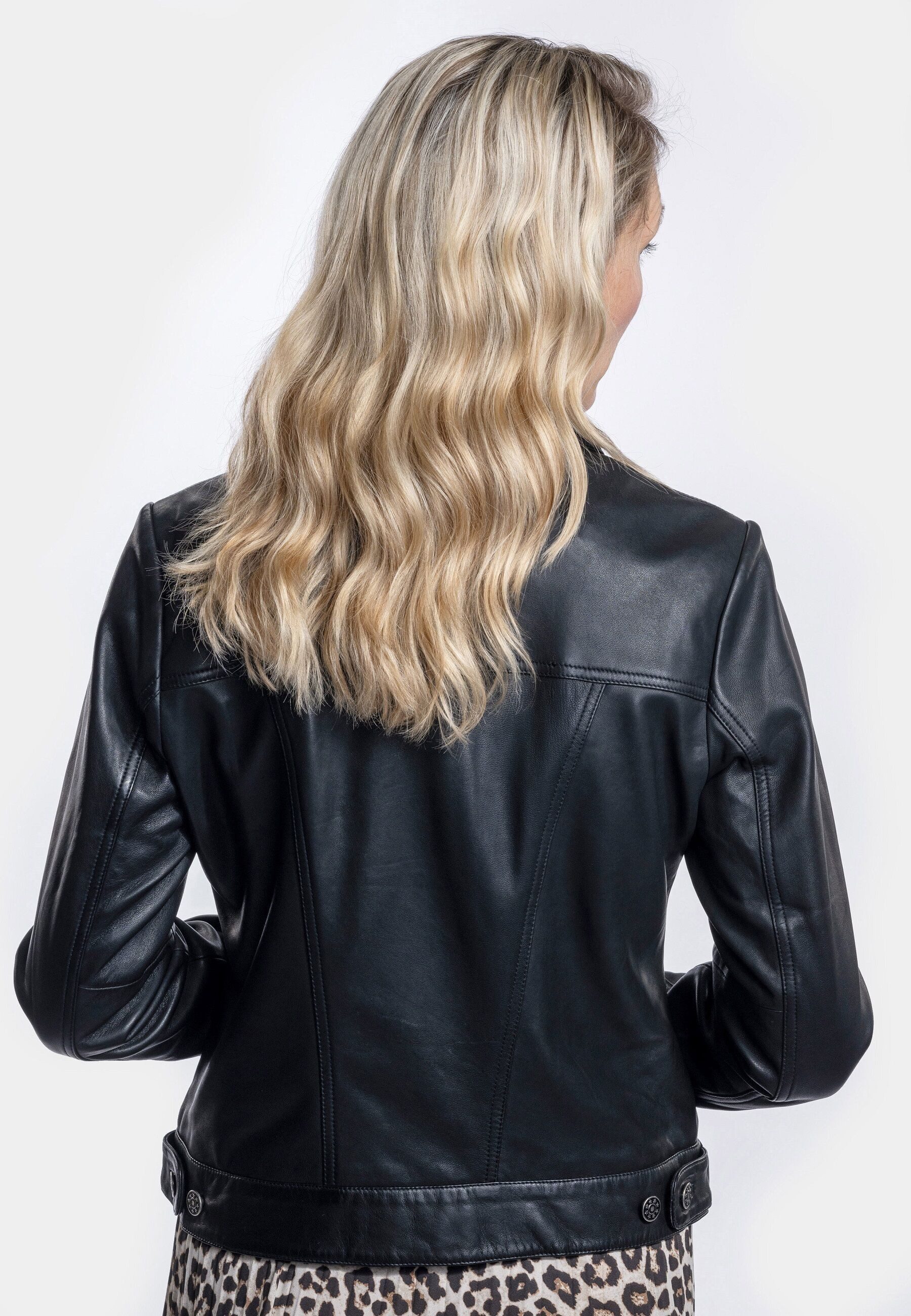 18N62 Lederjacke NEBARBADOS (1-St) in Jeansjacken-Optik aus leichtem Lammnappa