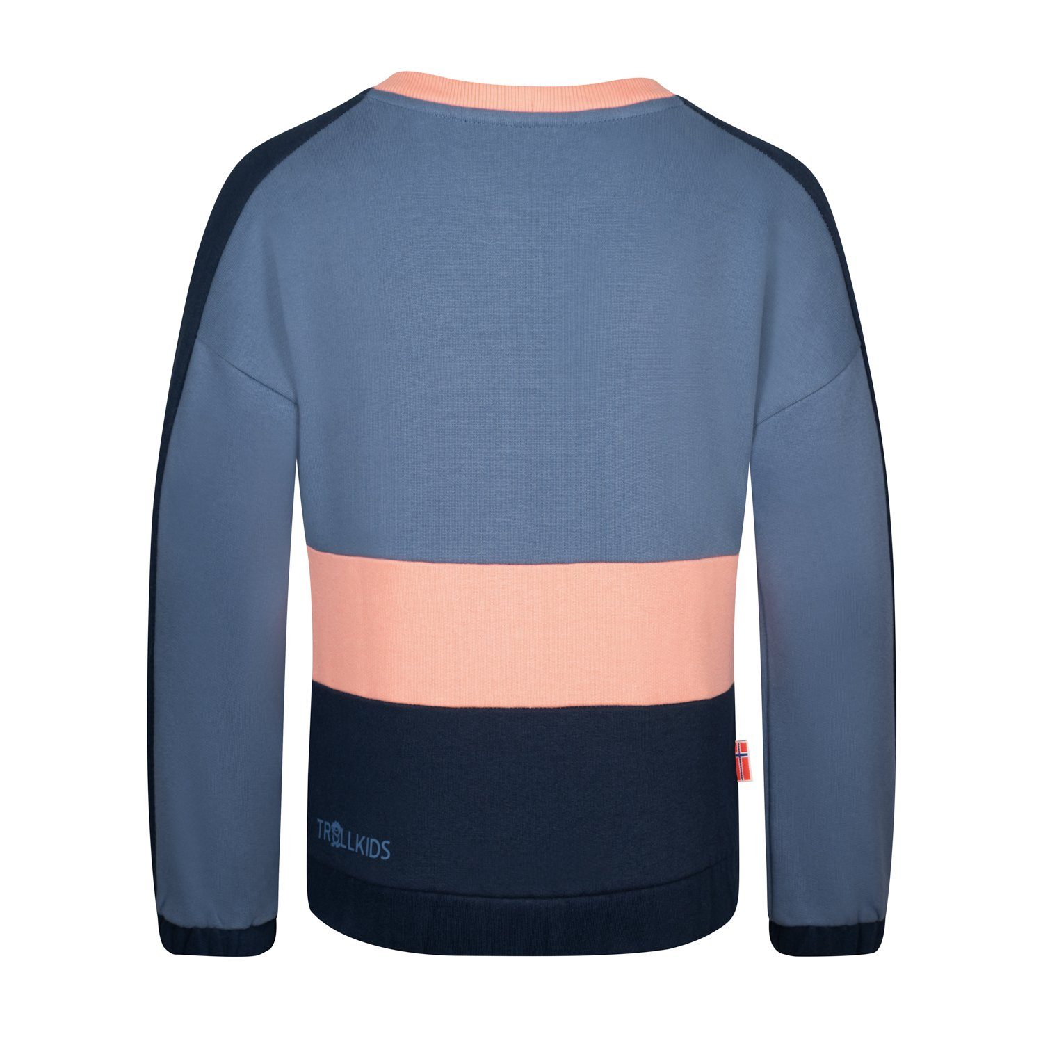 Verdal Bio-Baumwolle Sweatshirt TROLLKIDS Lotusblau/Marine/Dahlienrosa