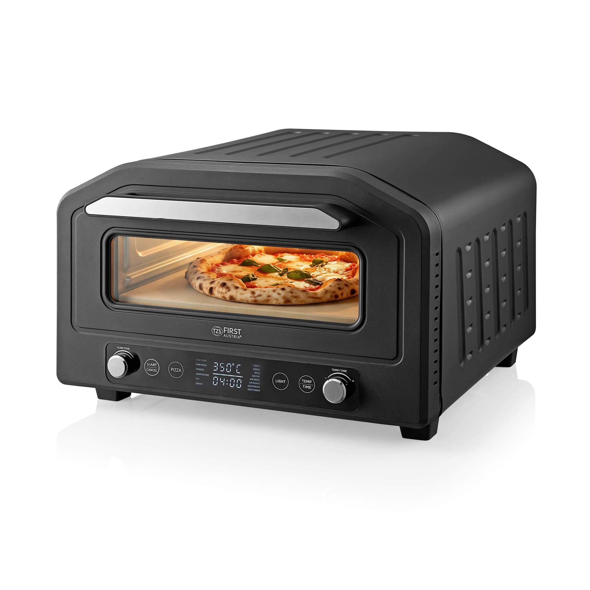 TZS FIRST AUSTRIA Pizzaofen 18L, 6 Pizza-Programme & 8 Funktionen, max. 400°C, Ø 30 cm Pizza