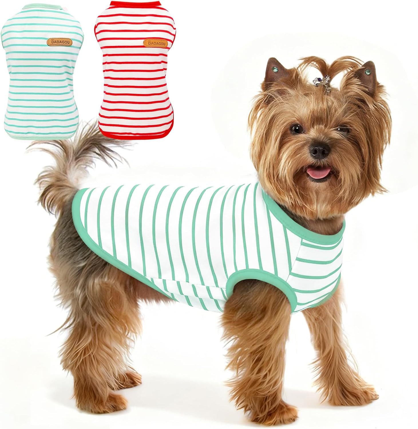 FELIXLEO Haarkamm 2 Hunde T Shirts XL Gestreift Ärmellos für Große Hunde Katzen