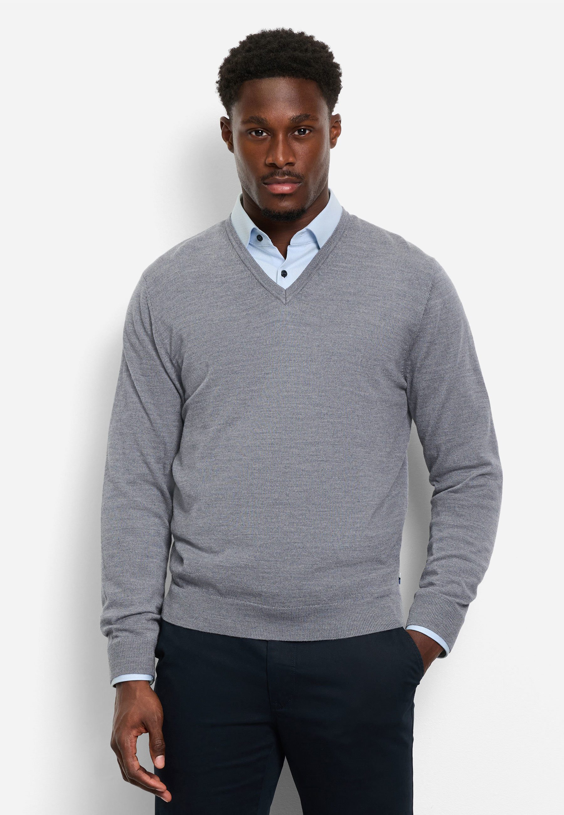 V-Ausschnitt-Pullover OLYMP Strick Casual