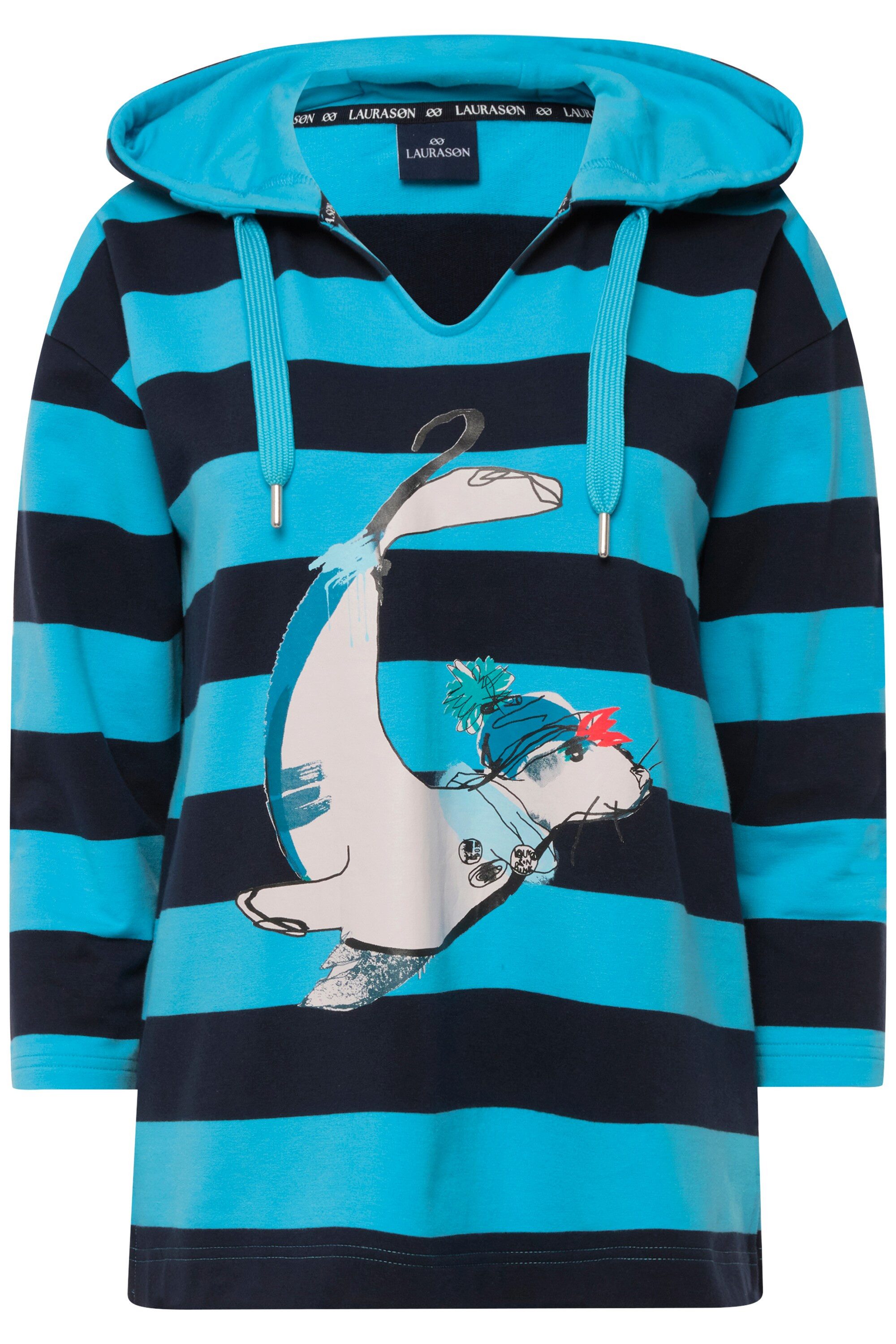 Laurasøn Sweatshirt Hoodie Ringel Robben-Print Kapuze günstig online kaufen