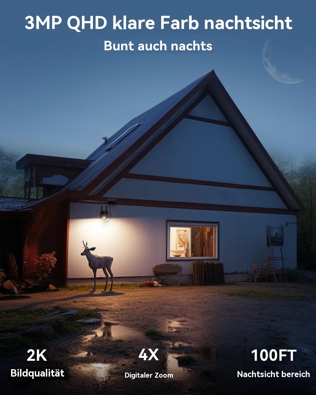 TWUFY Überwachungskamera Solar Überwachungskamera Außen 3MP/2K, 5200mAh Kabellos WLAN Kamera (Außenbereich, Aussen, 355°/120° Panorama,IP66 wasserdicht,Nachtsicht & 24/7 Aufnahme, Automatische Verfolgung, 2-tlg., 2-Wege-Audio, Sirene,300 Lumen Scheinwerfer, Farbnachtsicht, WLAN Überwachungskamera Aussen)