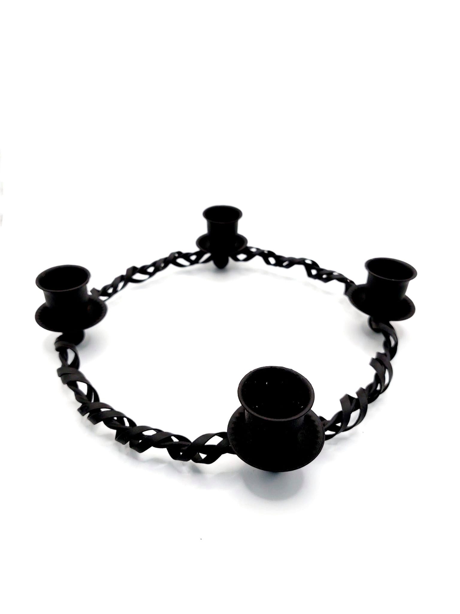 Vosteen Adventskranz Dekokranz mit 4 roten Kerzen ganzjährig vintage schwarz Metall, lange Brenndauer von ca. 5 Stunden