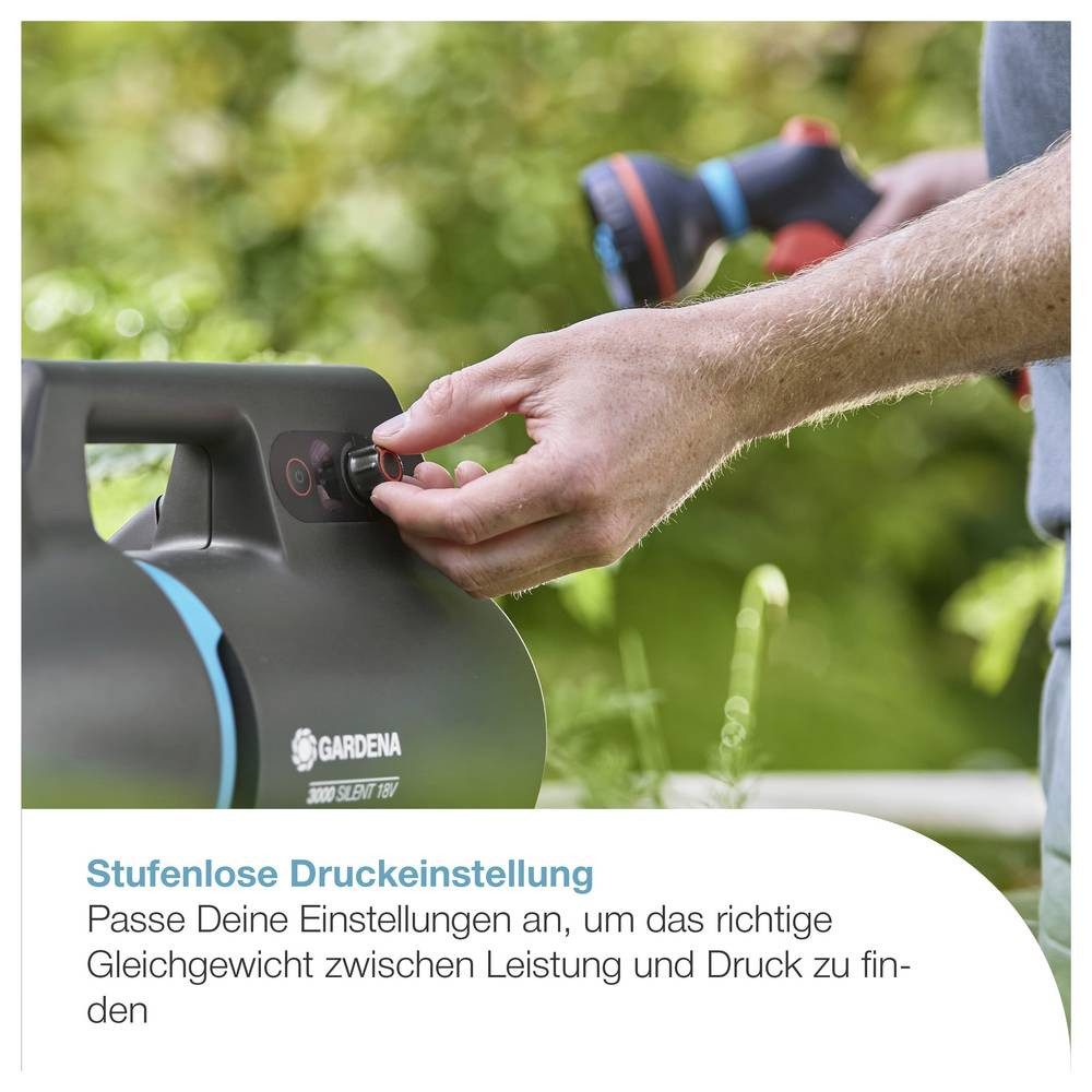 GARDENA Gartenpumpe Akku-Gartenpumpe 3000 Silent 18V P4A solo Akku-Gartenpumpe 3000 l/h 30
