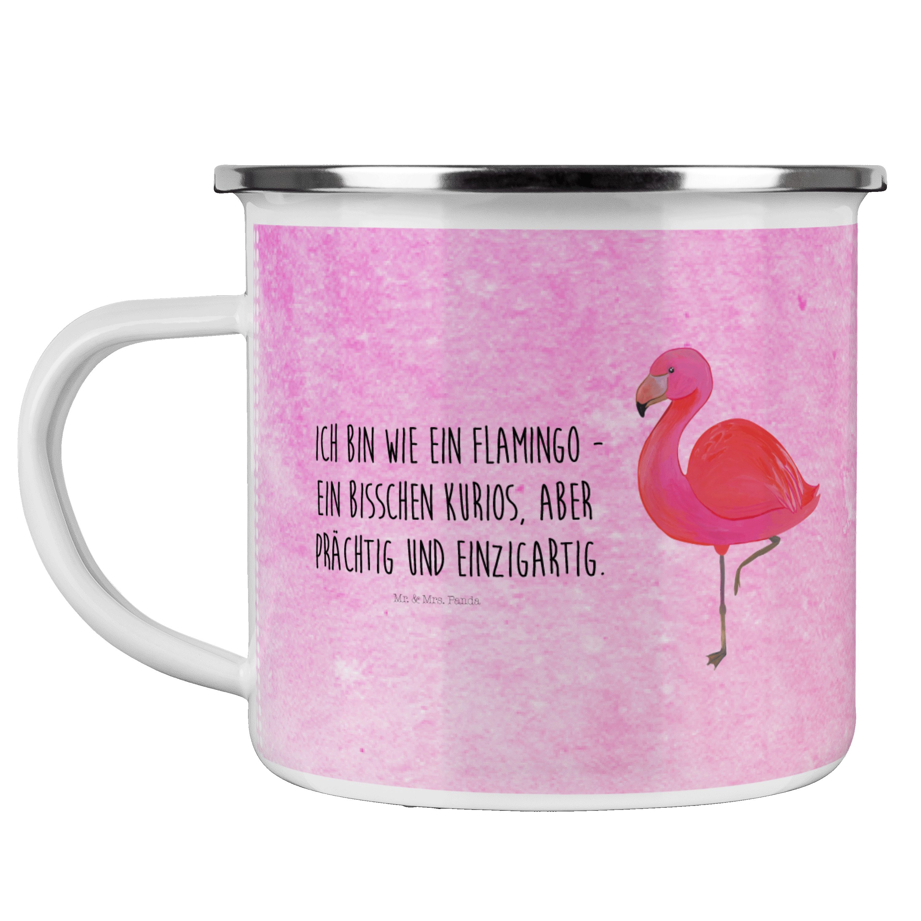 - classic & Geschenk, Mr. Pink Flamingo Mrs. Freundinnen, Aquarell Becher Emaille einzigartig, - Panda