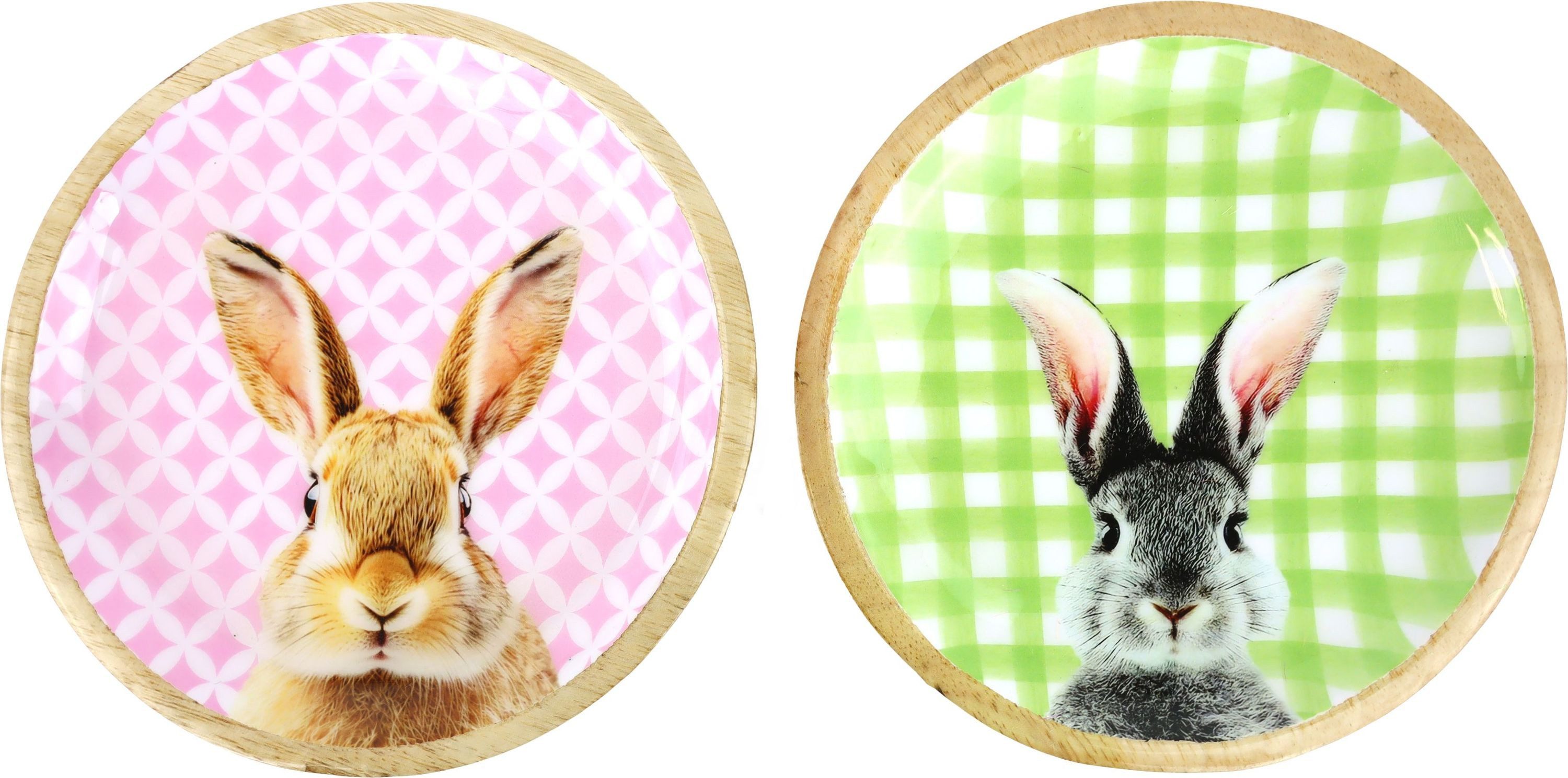 FURNARO Teller Bunny Bliss, (2 St), 2-teilig, Hasenmotiv, Mango, Ø15 x 2 cm