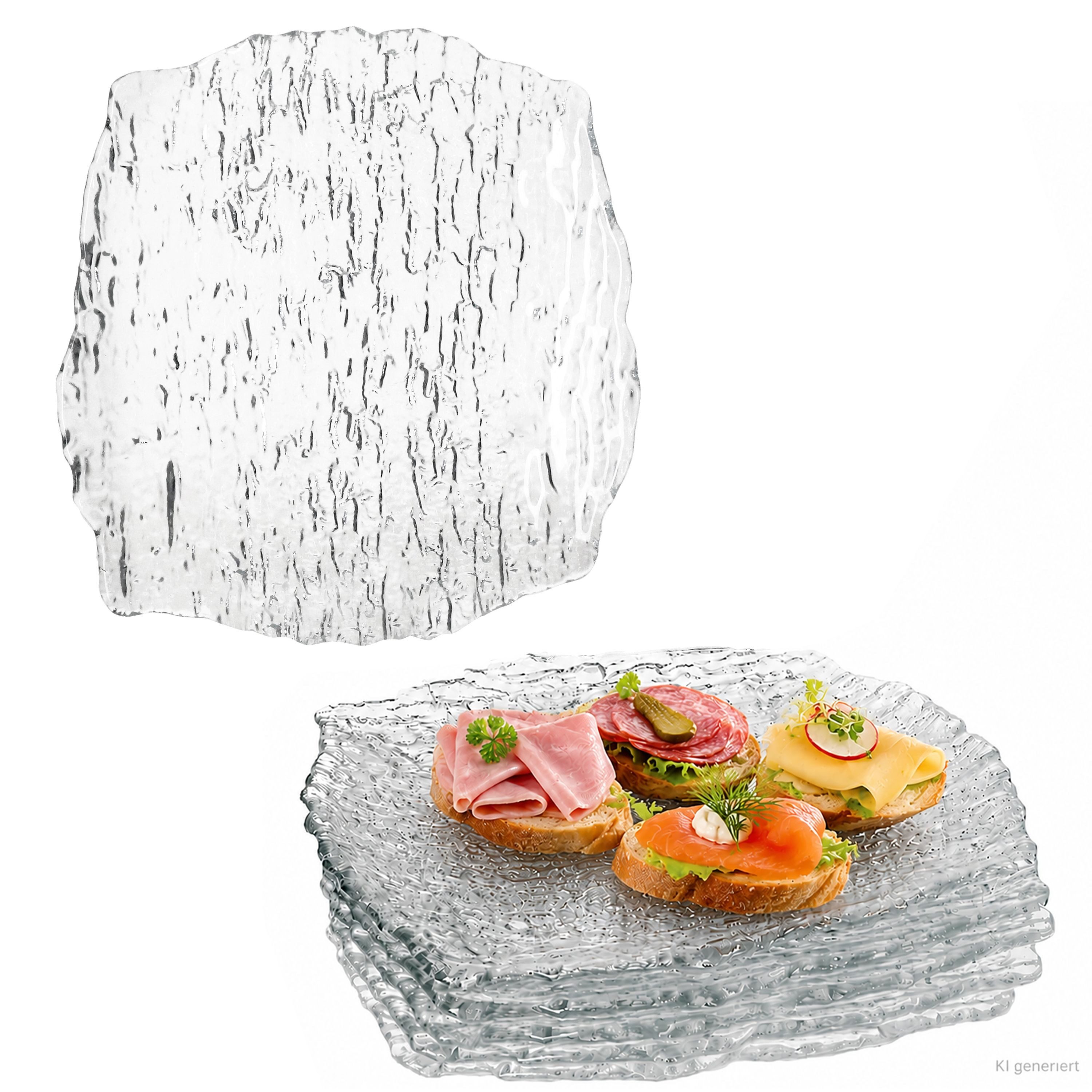 MamboCat Speiseteller 6x St Tropez Speiseteller Glas 28x28cm quadratisch Essteller Platte