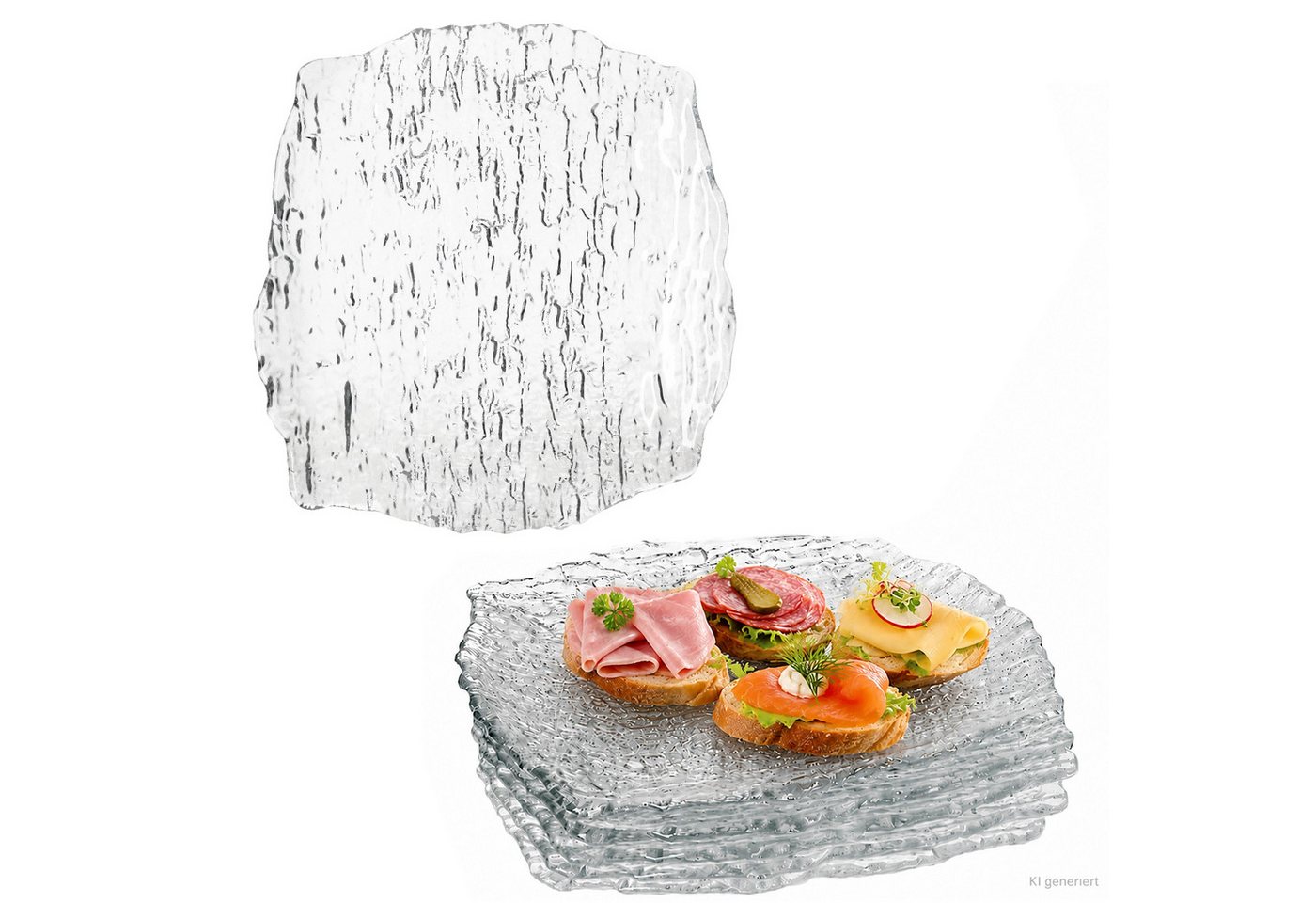 MamboCat Speiseteller 6x St Tropez Speiseteller Glas 28x28cm quadratisch Essteller Platte