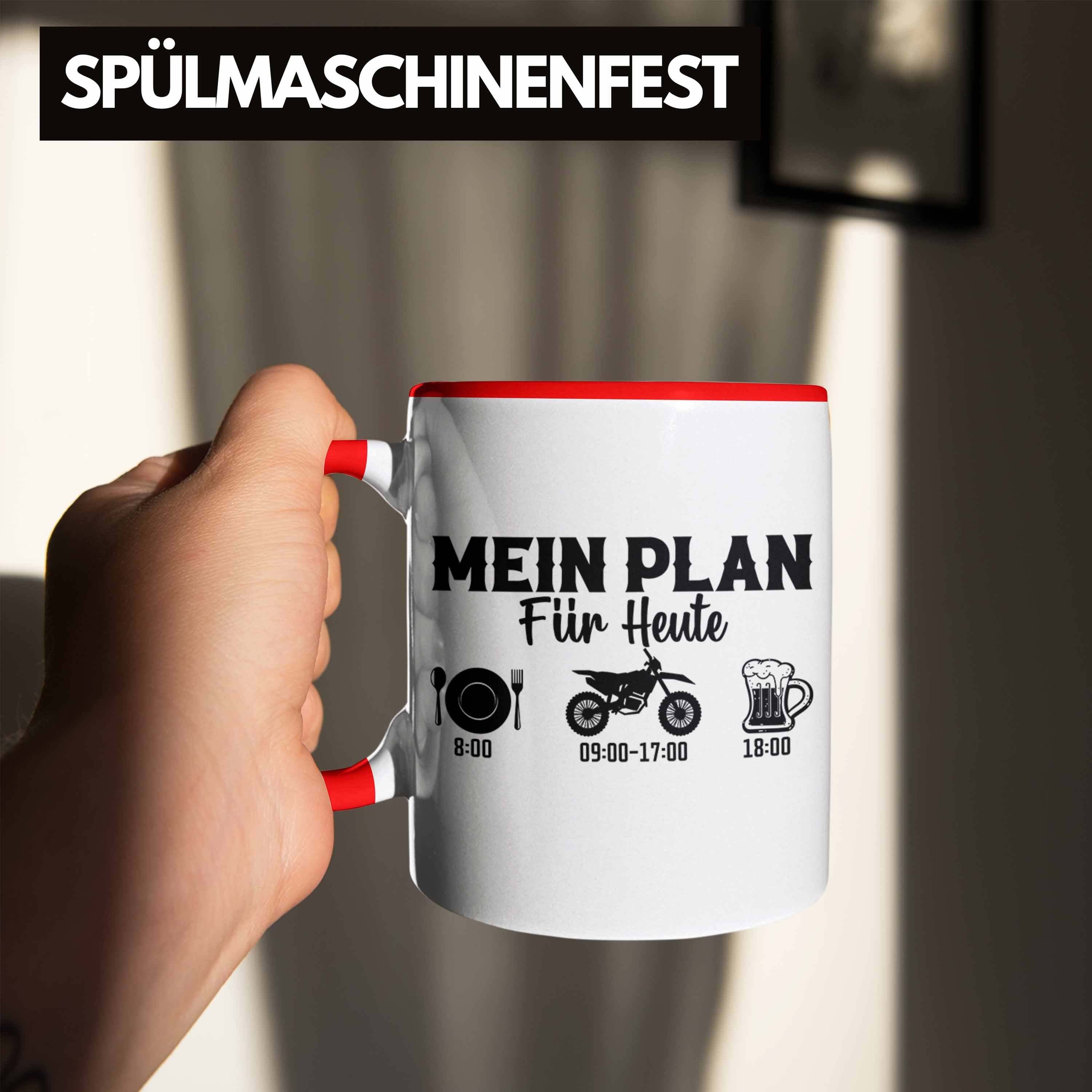 Trendation Rot Biker Heute Dirtbike - Tasse für Geschenk Tasse Trendation Mein Dirt Plan Bike Geschenkidee