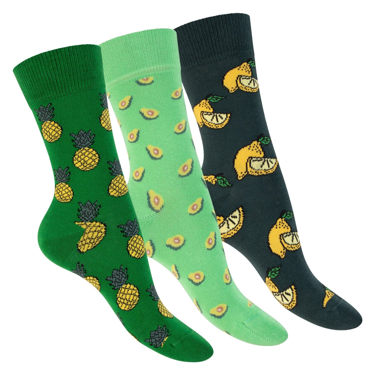 Footstar Basicsocken Damen/Herren Bunte Motiv Socken, Modische Baumwollsocken Citrus | Socken