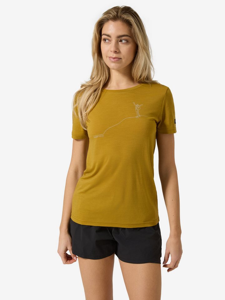 SUPER.NATURAL Print-Shirt Merino T-Shirt W GIPFELGLÜCK TEE wärmender Merino-Materialmix