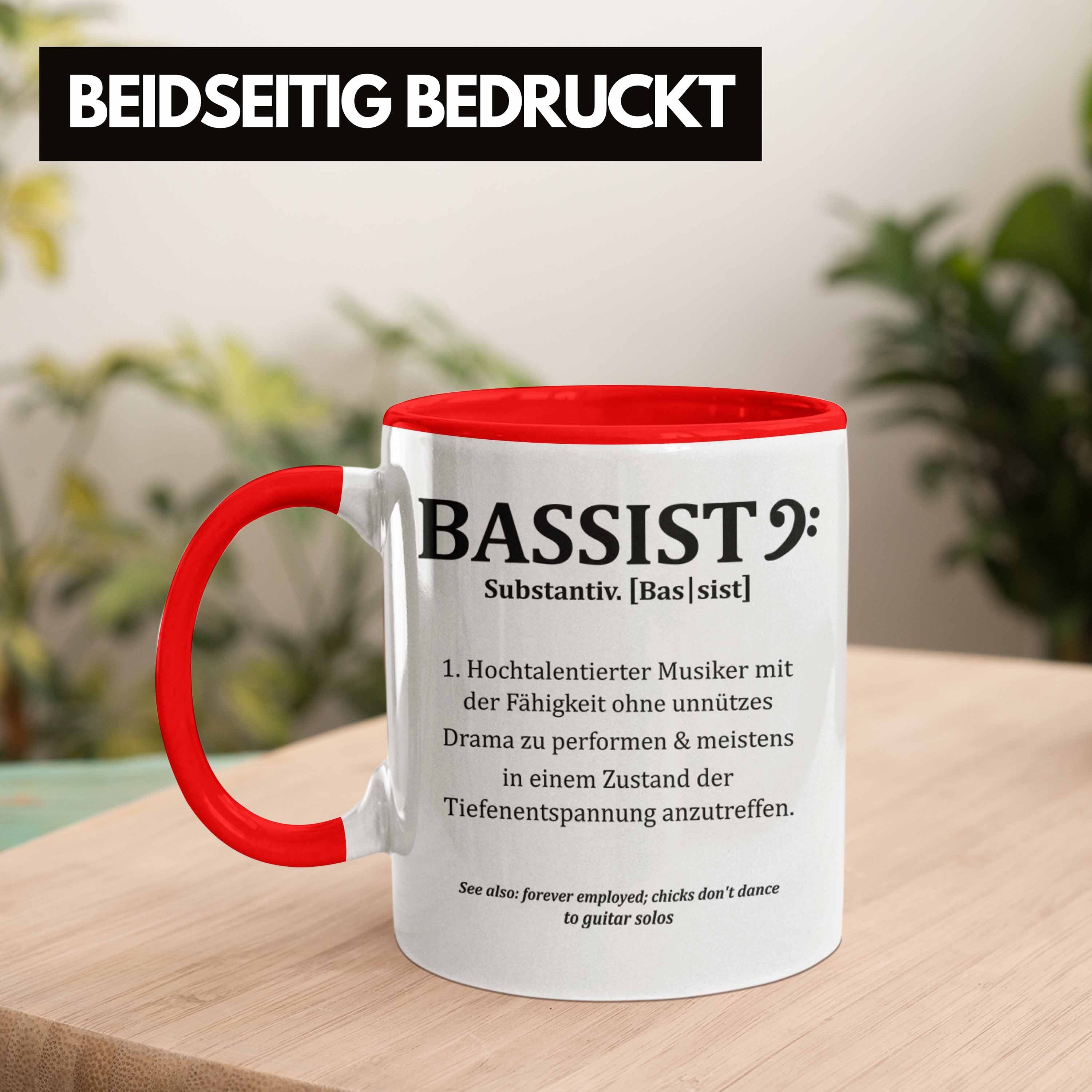Rot Bassist Geschenkidee Kaffee-Becher Geschenk Bass-Spieler Bassist Tasse Trendation Tasse