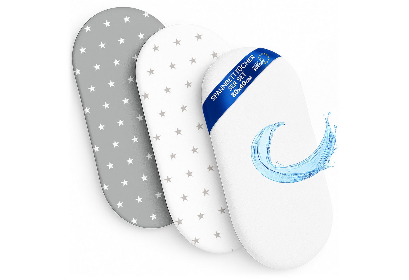 Totsy Baby Spannbettlaken Kinderwagen Stubenwagen Set - 2 x Bezug + wasserdicht Matratzenschoner
