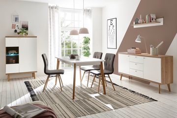 Furn.Design Esstisch Helge (Küchentisch in weiß und Eiche Massivholz, ausziehbar 140 - 180 cm), skandinavisches Design