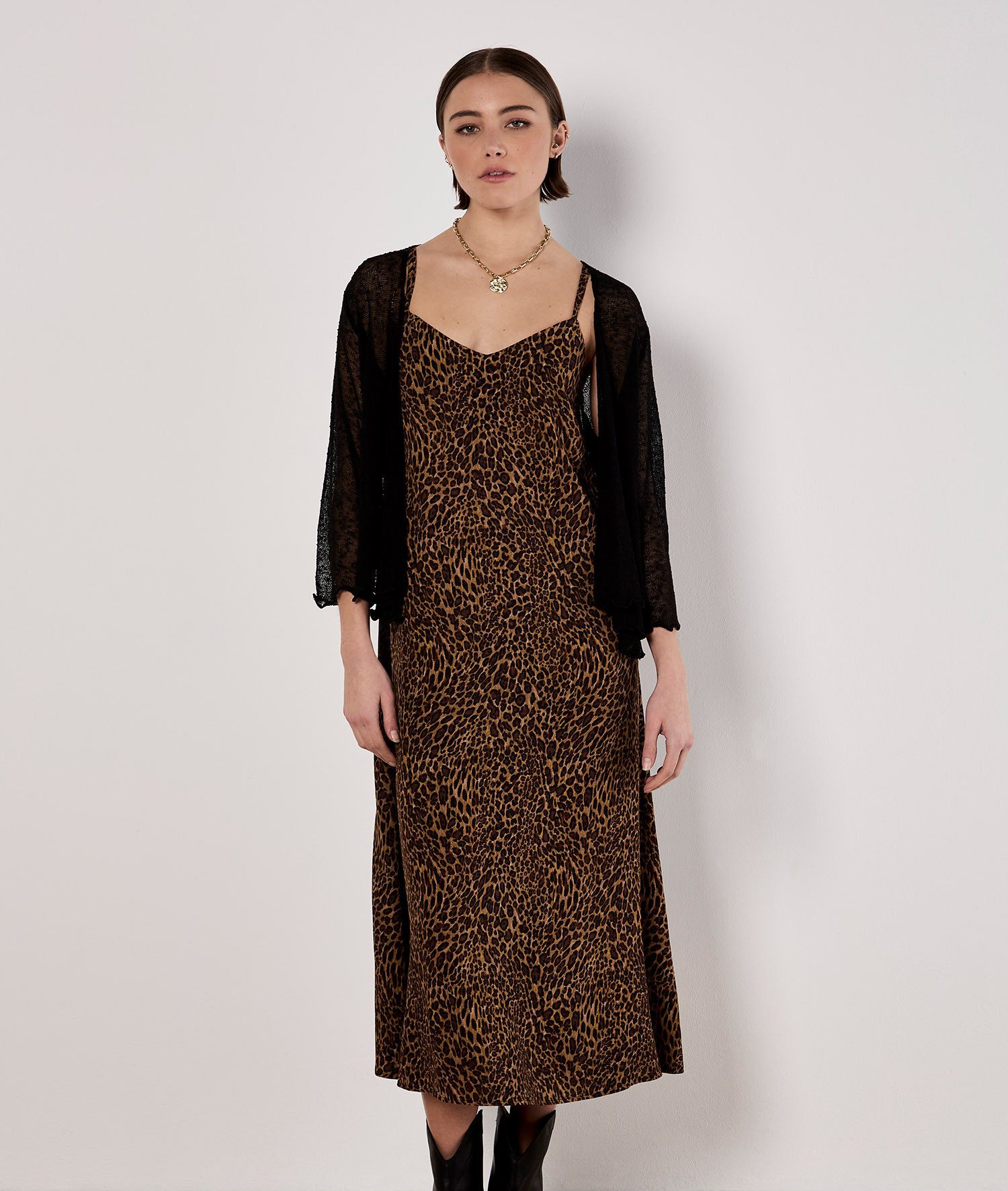 Apricot Midikleid Maxi-Slipkleid mit Animalprint – Bild 5 von 5