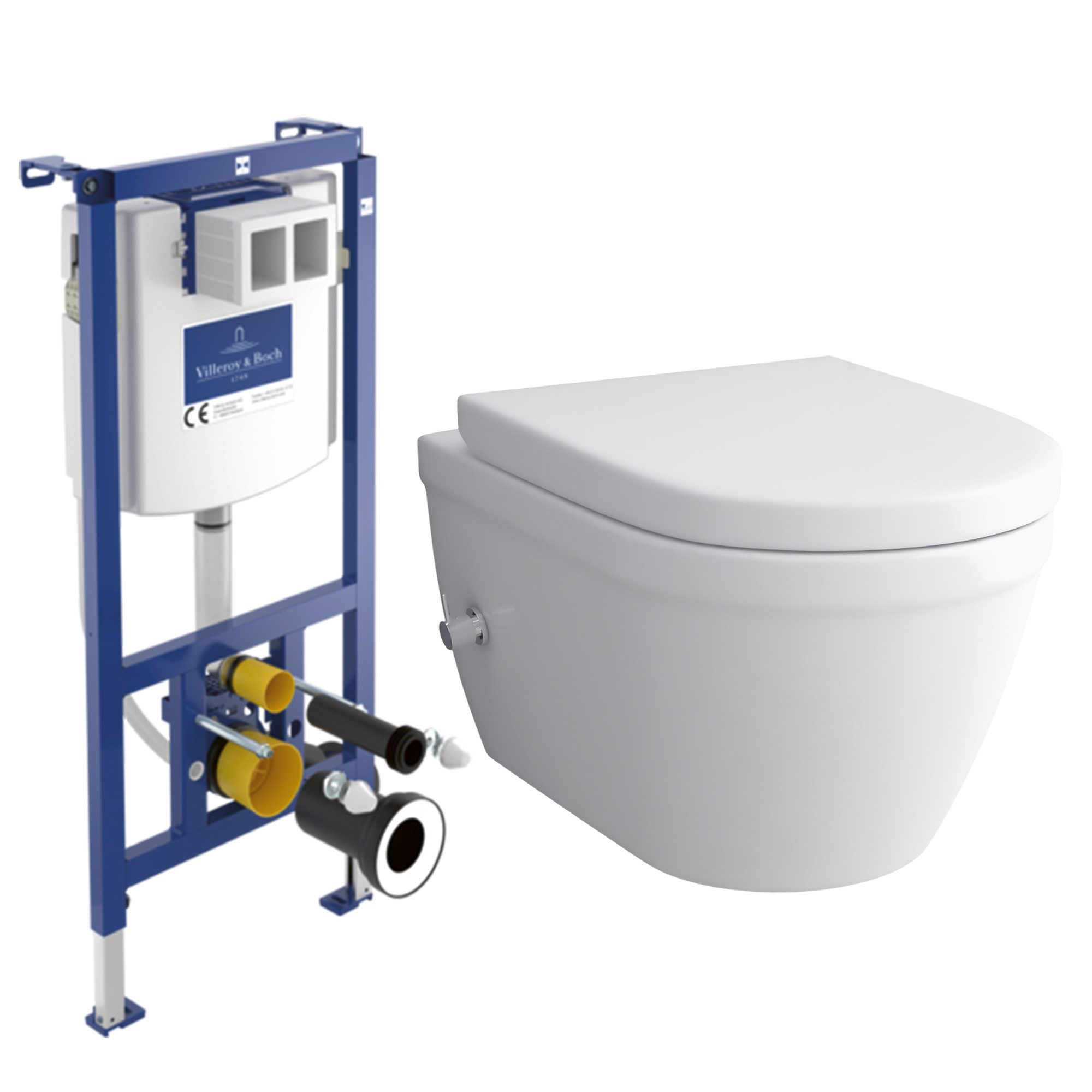 Vorwandelement WC Set Komplett: Dusch WC + Villeroy & Boch Spülkasten Betätigungsplatte