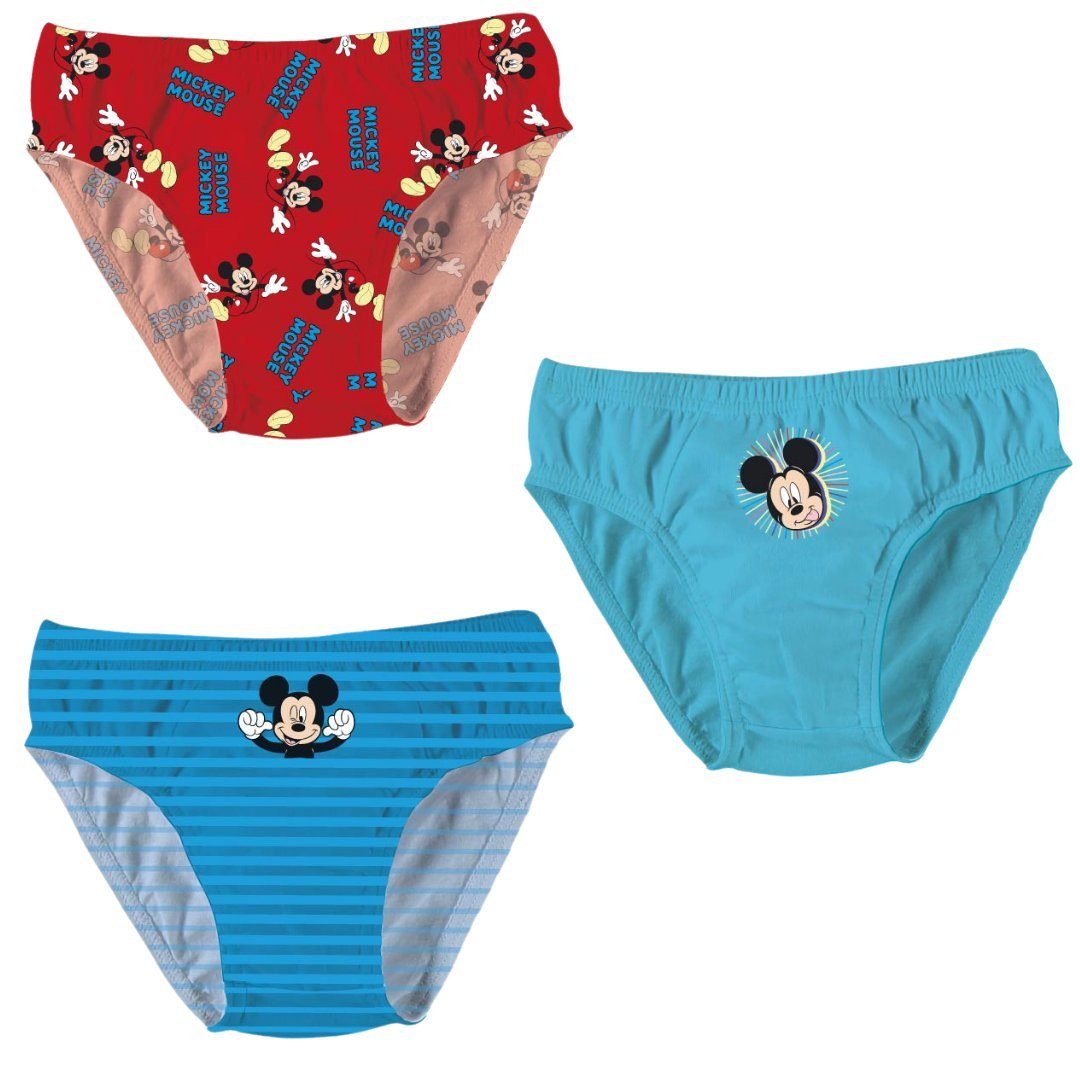 Disney Mickey Mouse Slip Mickey Maus (3-St) Jungen Unterwäsche Gr. 92-128  cm aus 100% Baumwolle